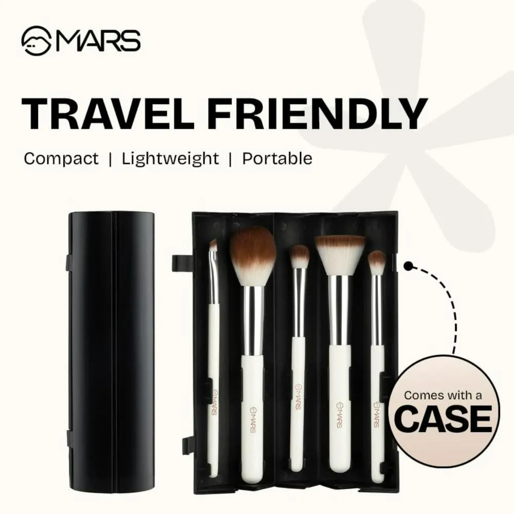Penta Perfect Set of 5 Makeup Brush Set with Holder | Long-Lasting Soft & Synthetic Bristles | Versatile Use | Precise Application for Face, Eyes & Brows (WHITE) - Image 5