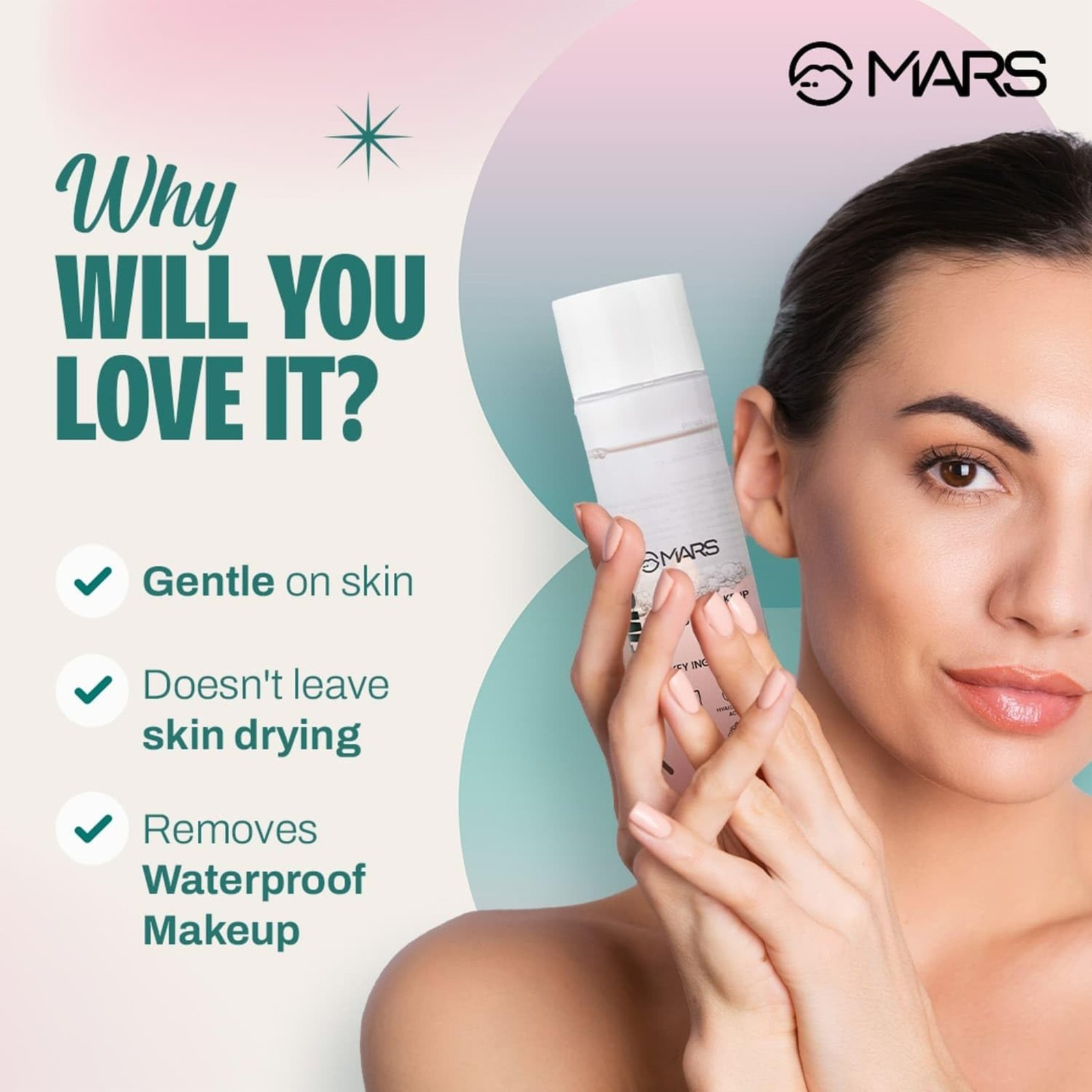 MARS Mr. Remover Micellar Water | Easily Removes Waterproof Makeup | Hydrates & Unclogs Pores | Double Cleanse in One Step | Suitable for All Skin | 120ml