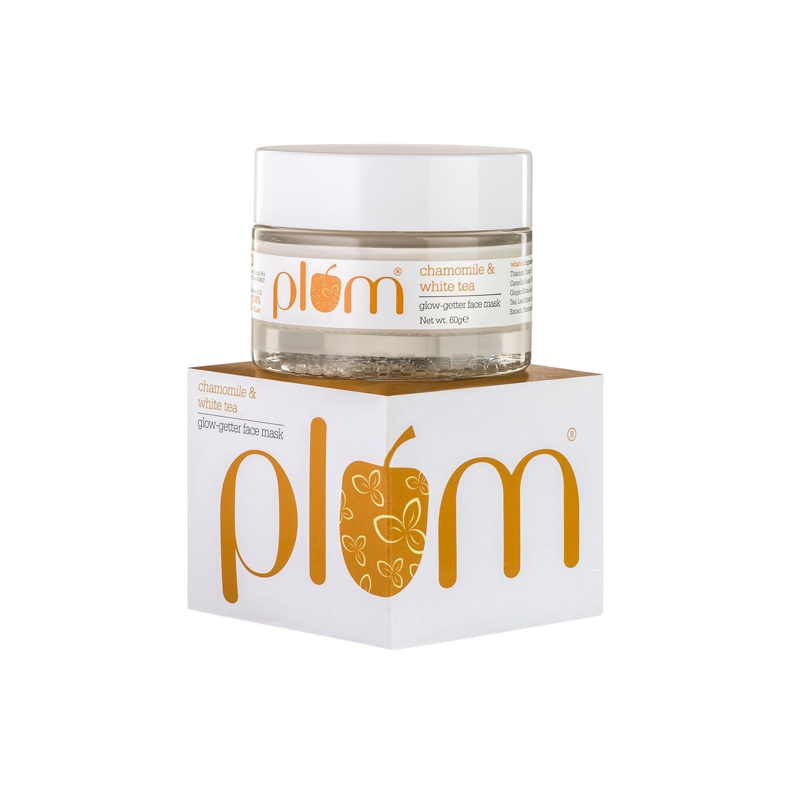 Plum Chamomile & White Tea Glow-Getter Face Mask | De-tanning Clay Mask | For Normal, Combination Skin | 100% Vegan, Cruelty Free | 60g