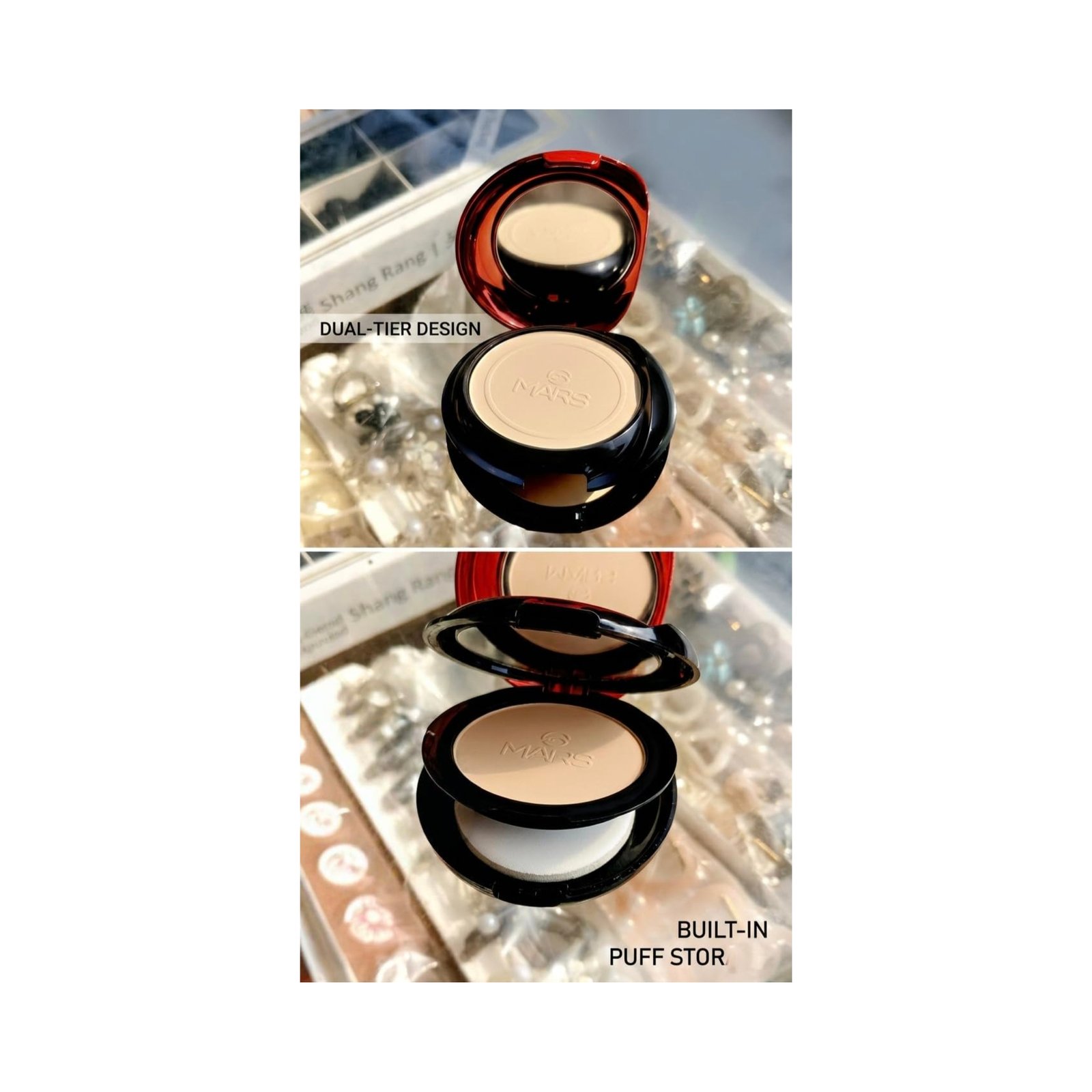 Premium Silky Skin Mars 2-in-1 Compact Powder – Long Lasting Matte Finish with Built-in Puff & Mirror | Oil Control & Pore Blurring Face Powder for Wedding, Travel