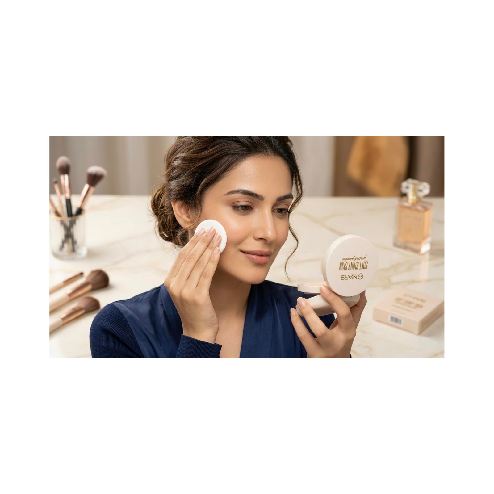 Premium Wonder Powder and Soft Shiny Skin Pressed Powder Combo - 2-in-1 Dual Tier Compact with Puff & Mirror | Long Lasting, Matte & Radiant Finish | Lightweight Face Makeup for All Skin Types (Soft Shiny Skin) - Image 3