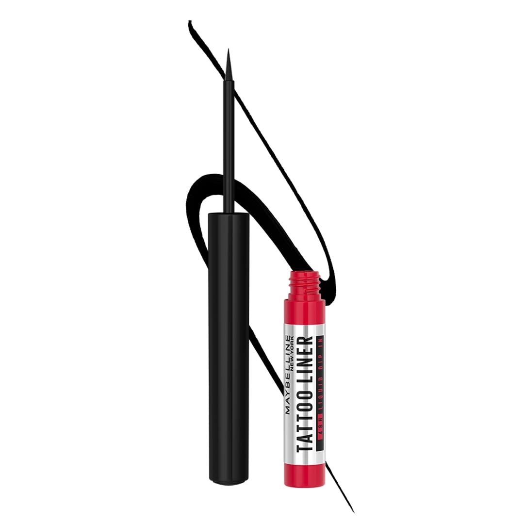 Maybelline New York 48-Hour Dip In Tattoo Eye Liner – Black, Smudge-proof and Heat Resistance, Waterproof Eyeliner. Maybelline 2x Hyper-condensed Carbon Black Eyeliner | 2.1 ml