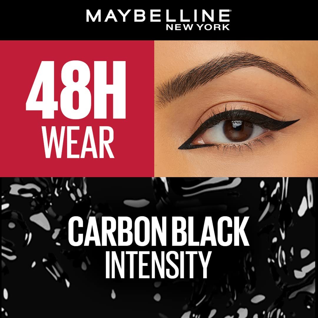 Maybelline New York 48-Hour Dip In Tattoo Eye Liner – Black, Smudge-proof and Heat Resistance, Waterproof Eyeliner. Maybelline 2x Hyper-condensed Carbon Black Eyeliner | 2.1 ml