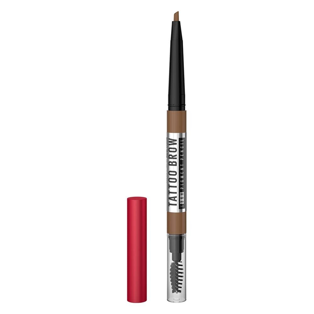 Maybelline New York Tattoo Brow 36h Brow Pencil – Natural Brown, Creamy Powder Texture, Precision Tip. Maybelline New York Tattoo Brow Eyebrow Pencil Lasts Up To 36Hr, Smudge & Water-proof | 0.25 g
