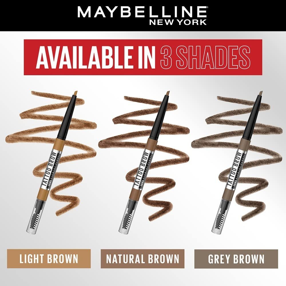 Maybelline New York Tattoo Brow 36h Brow Pencil - Natural Brown, Creamy Powder Texture, Precision Tip. Maybelline New York Tattoo Brow Eyebrow Pencil Lasts Up To 36Hr, Smudge & Water-proof | 0.25 g - Image 7