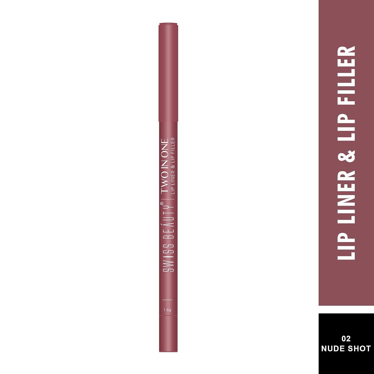 Swiss Beauty 2-In-1 Creamy Matte Lip Liner + Lip Filler | Smudgeproof and waterproof | Shade- Nude Shot, 1.6g