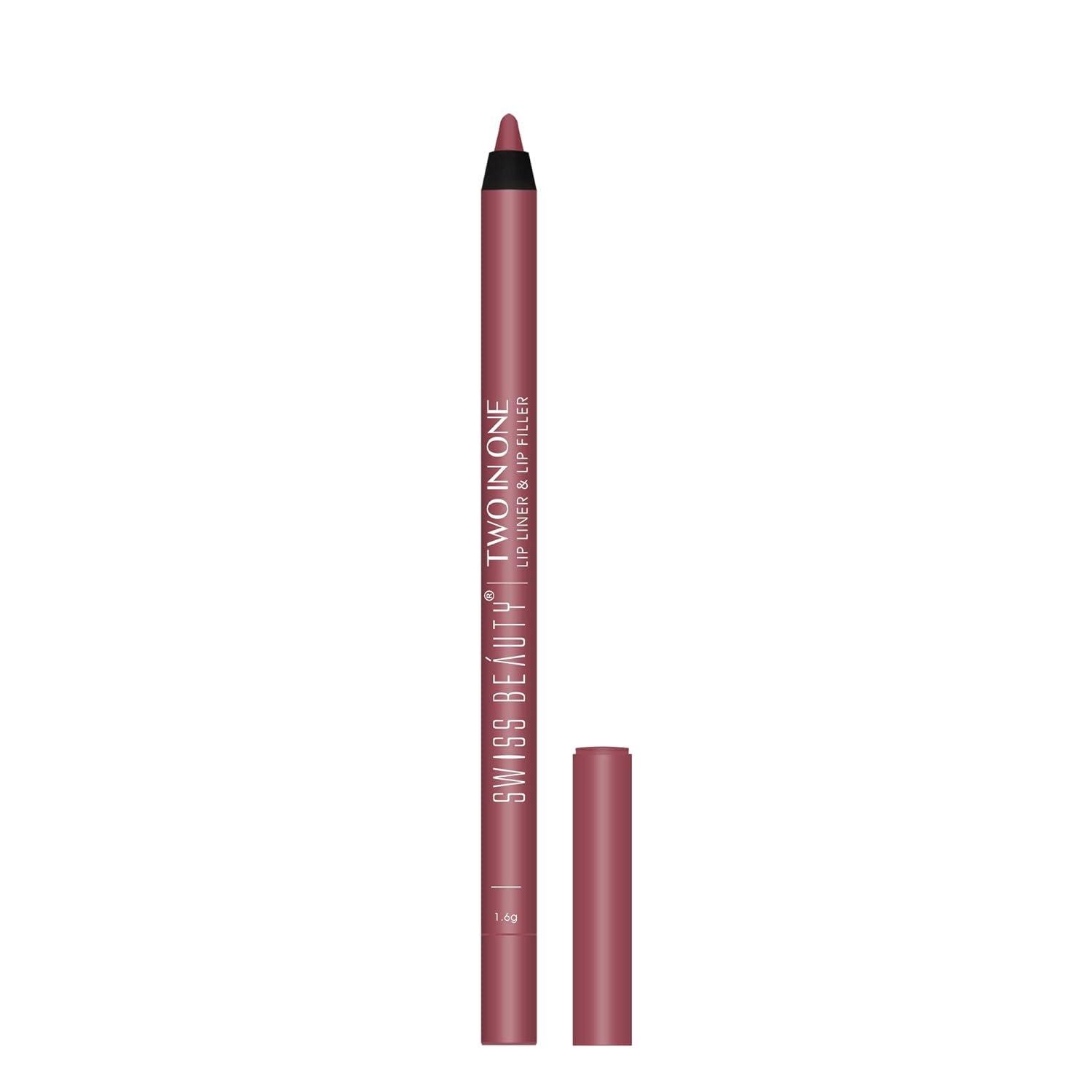 Swiss Beauty 2-In-1 Creamy Matte Lip Liner + Lip Filler | Smudgeproof and waterproof | Shade- Nude Shot, 1.6g