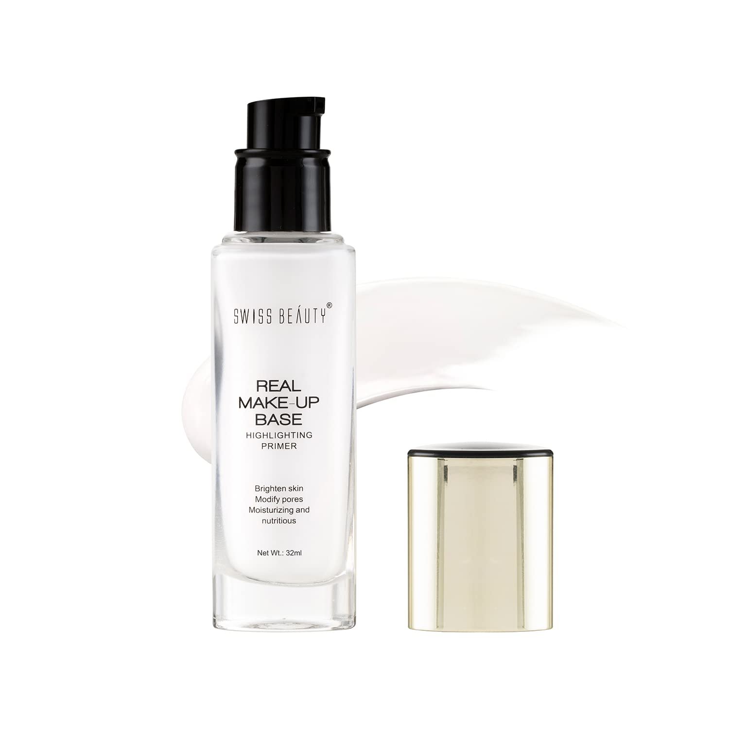 Swiss Beauty Real Makeup Base Highlighting Primer| Skin-Hydrating Poreless Primer With Natural Glow Finish For Face Makeup |Shade – 03 Pink Tint, 32Ml