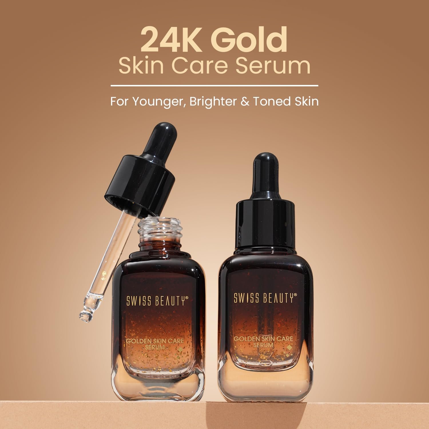 Swiss Beauty 24K Gold Face Serum For Glowing Skin, Light Weight, Non Greasy Serum With Anti Ageing Formula, 40ml