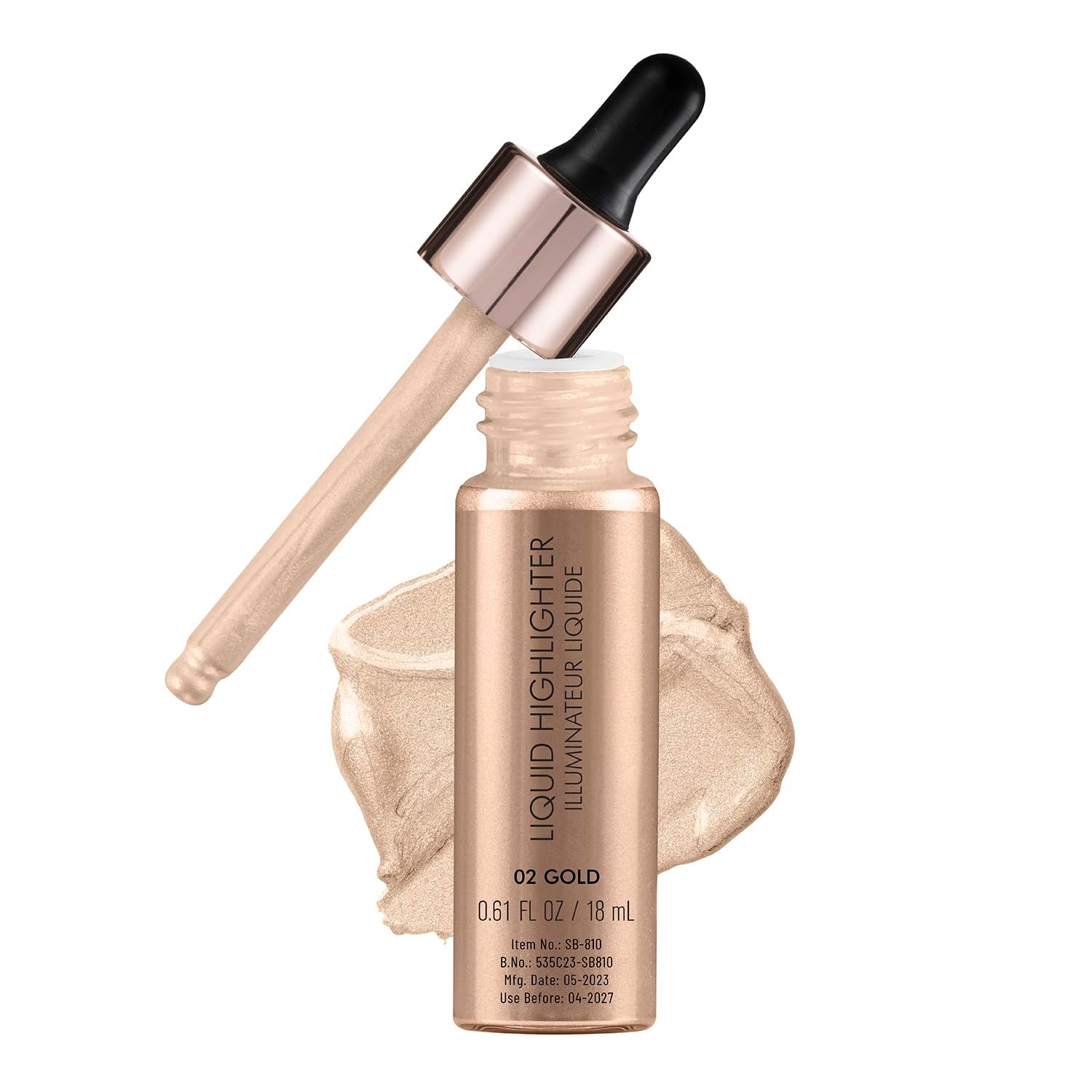 Swiss Beauty Drop & Glow Liquid Highlighter For Face Makeup | Illuminating Liquid Highlighter With Dewy Finish | Shade -Metal, 18ml