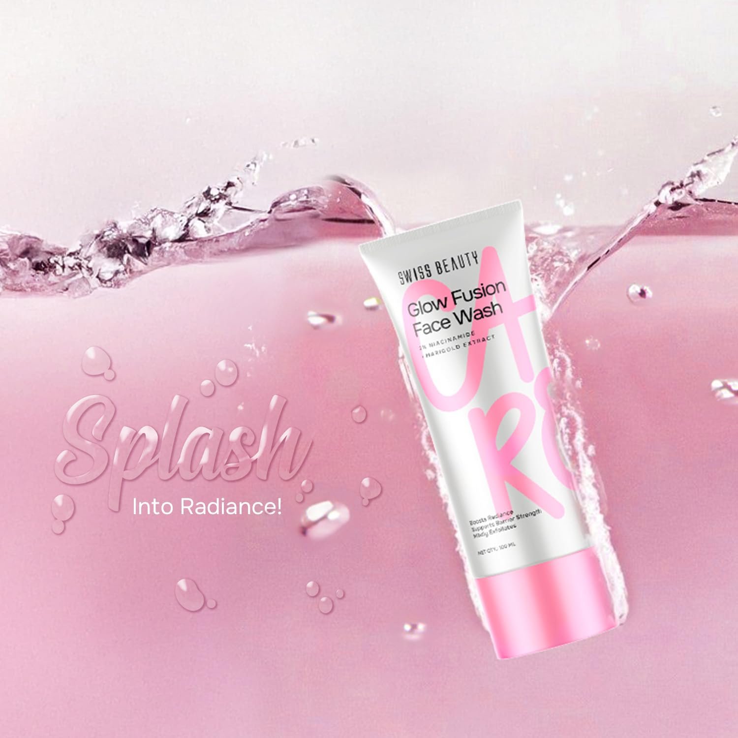 Swiss Beauty Care Glow Fusion Face Wash | Deep Yet Gentle Cleanse | 2% Niacinamide & Marigold Extract | Exfoliating | 100gm