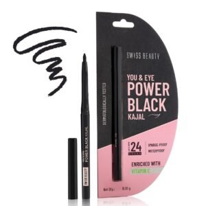 SWISS BEAUTY You & Eye Power Black Pencil Kajal | Waterproof & Smudge-Proof | 24 Hour Stay | Matte Finish Black Kajal | 0.30gm