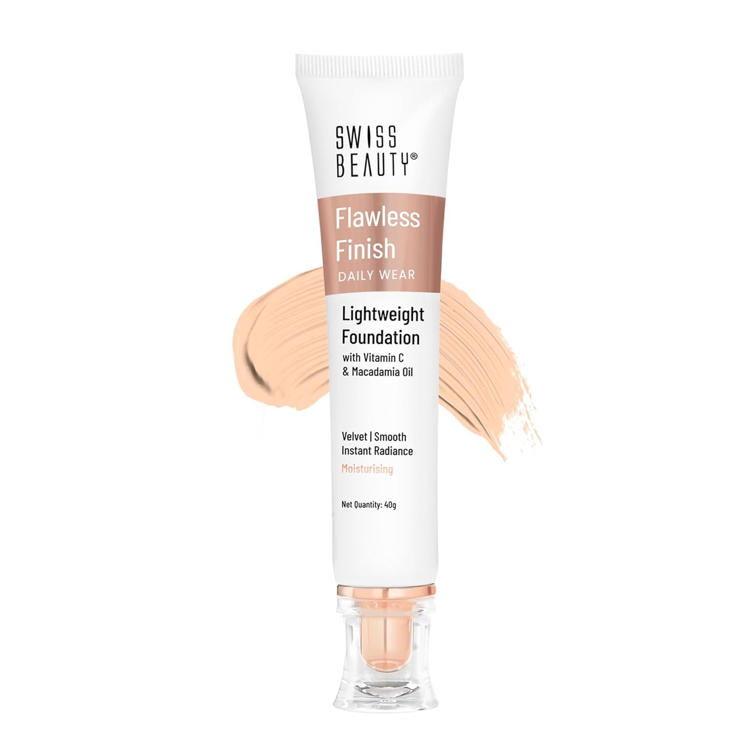 Swiss Beauty Flawless Finish Foundation | Medium Coverage | Lightweight |Oil-Free Formula |Radiant Finish | Shade – 03 Natural Beige, 40gm