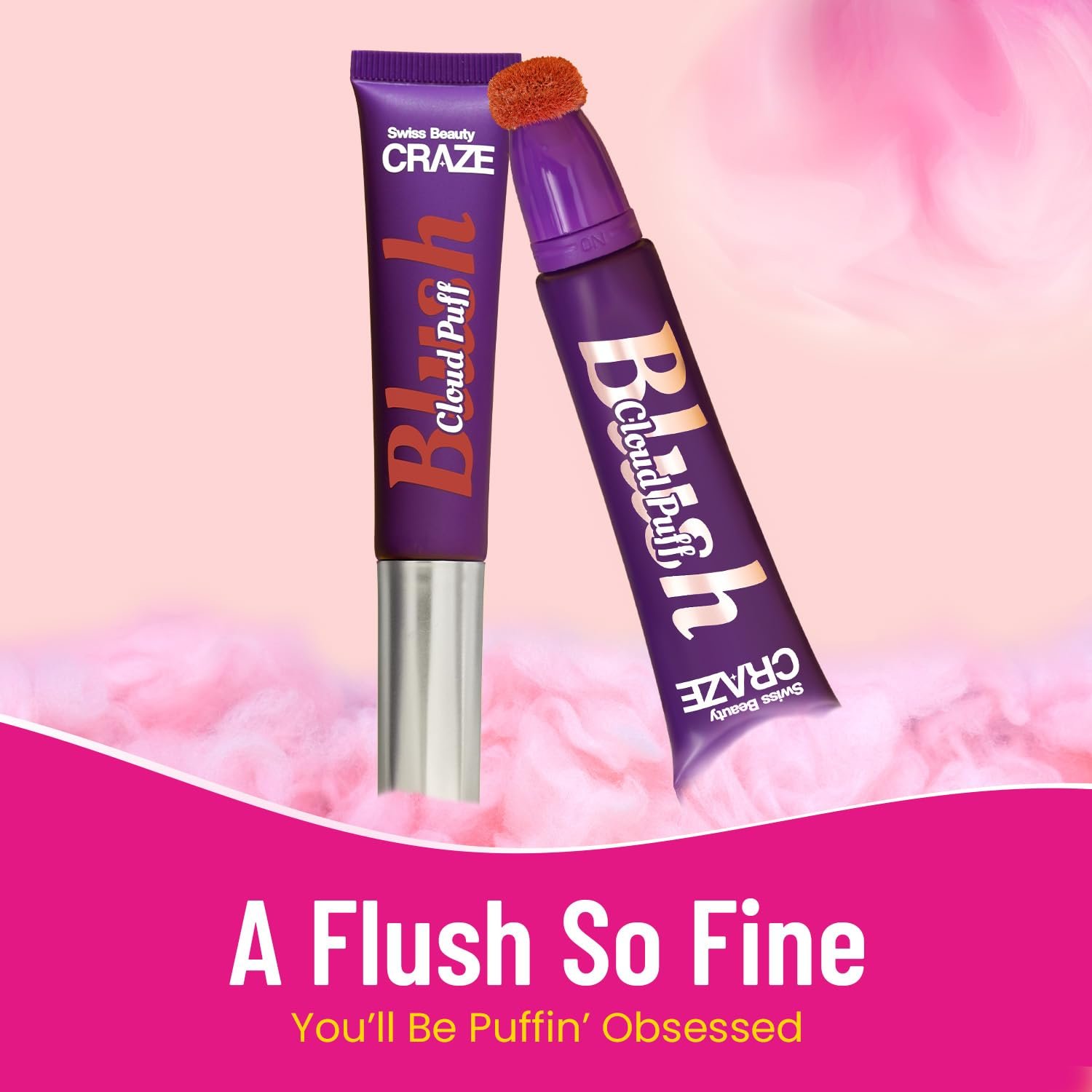 Swiss Beauty CRAZE Cloud Puff Blush | Velvety-Smooth |Ultra-Blendable | Easy To Layer |Enriched With Pomegranate Extract