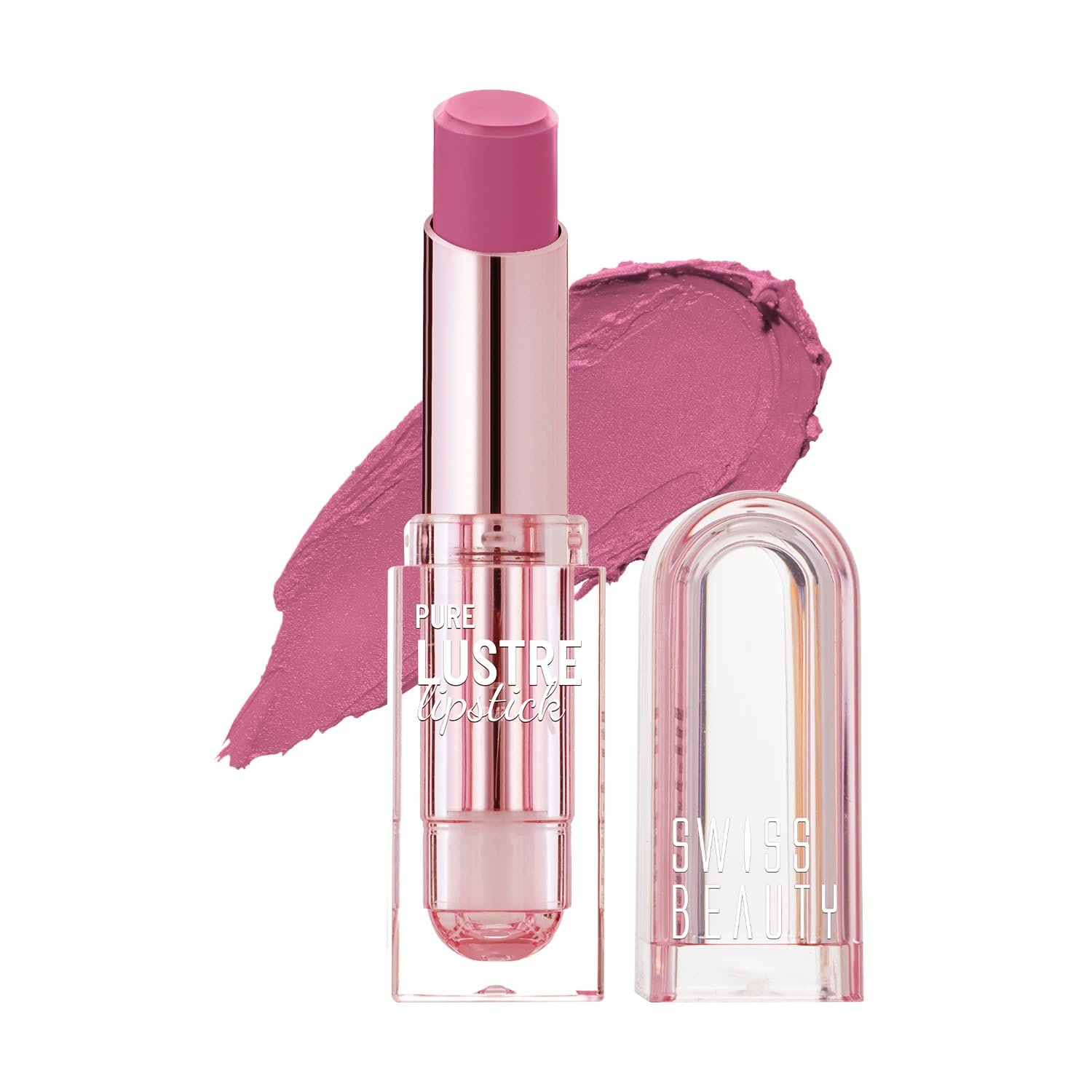Swiss Beauty Pure Lustre Lipstick | High Shine Finish | Smooth Glide | With Olive Oil & Vitamin E | Hydrating | Shade- Salty Pink, 3.8gm