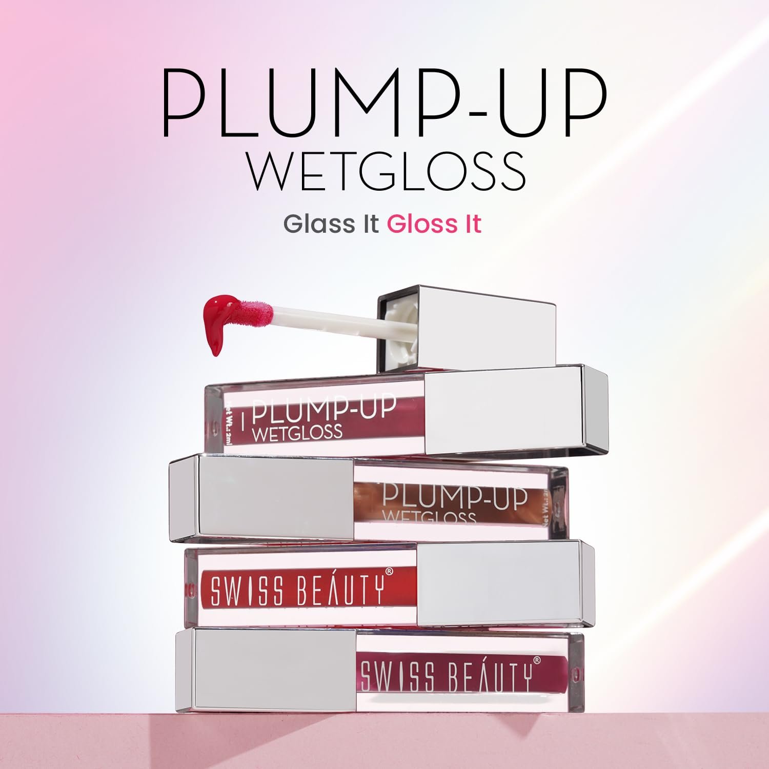 Swiss Beauty Plump-Up Wet lightweight Lip Gloss with High Shine Glossy Finish For Fuller and Plump Lips | Shade- Date Night, 2ml|