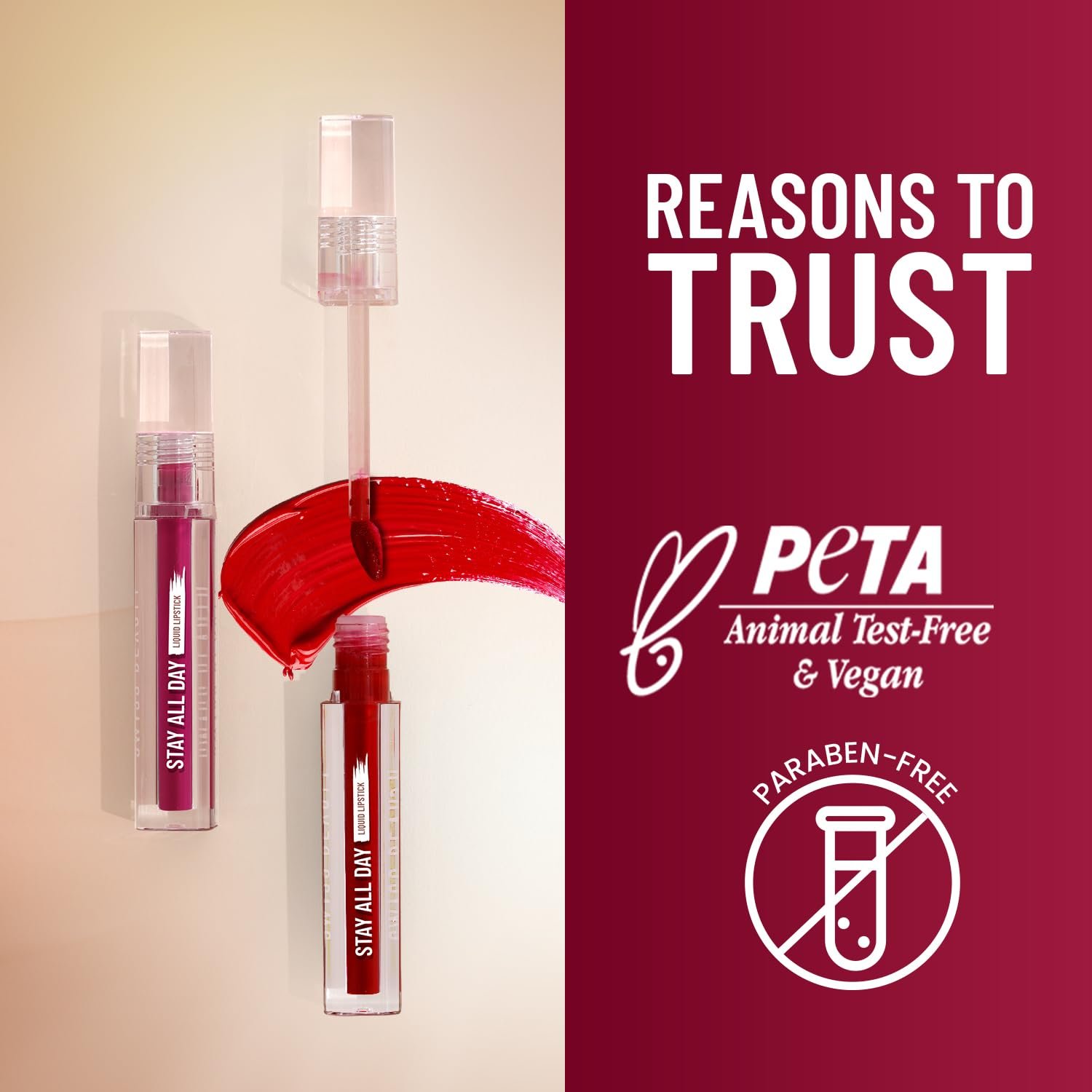 Swiss Beauty Stay Maxx Matte Highly Pigmented Liquid Lipstick | With Vitamin E & Shea Butter | Smudge-Proof and Transfer-Proof | 24 Hour Stay | 2gm, Shade- 17. Modest red - Image 5