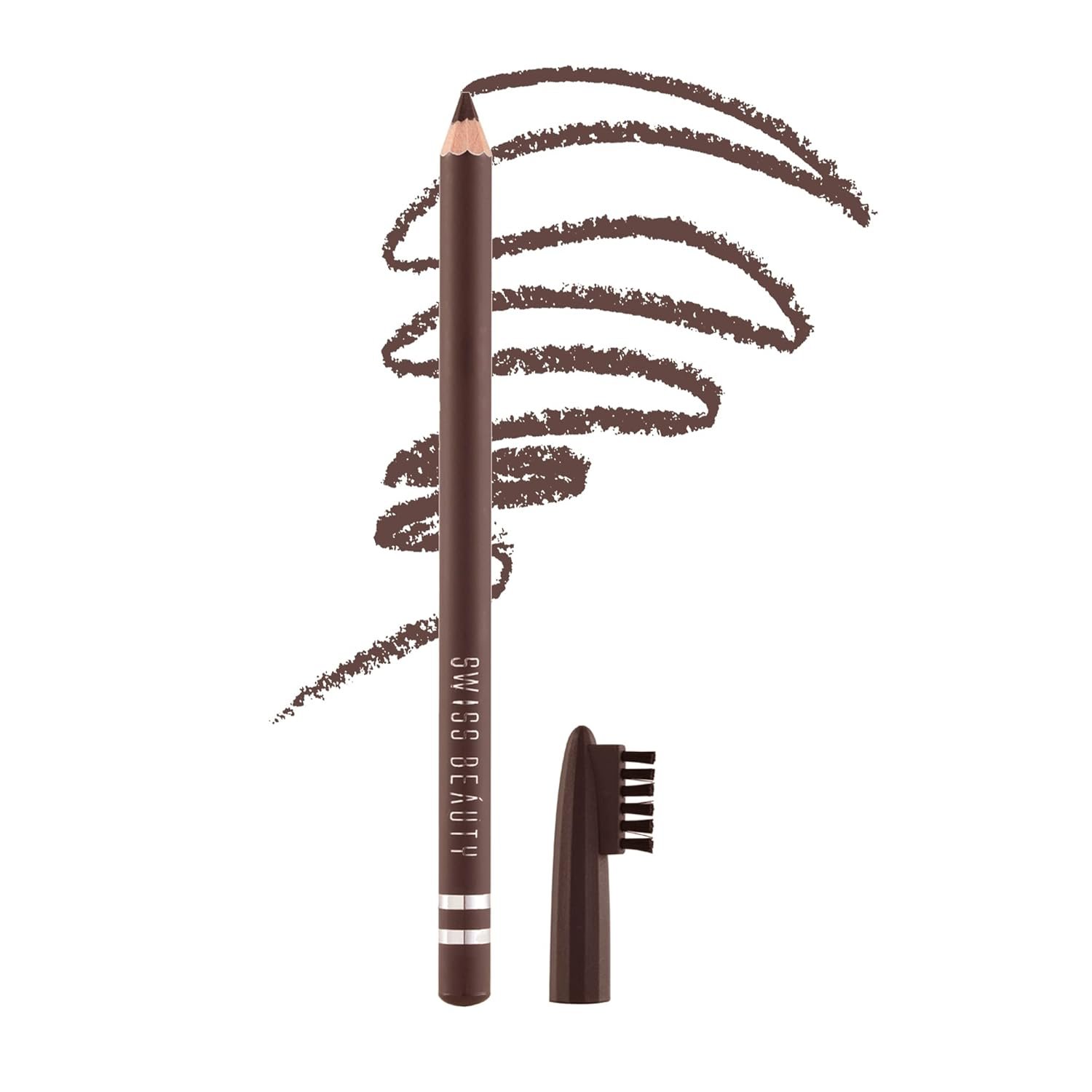 Swiss Beauty Waterproof Eyebrow Pencil With Brush | Smudge Proof Eyebrow Definer Pencil | Shade – 02 Dark Brown, 1.5G|