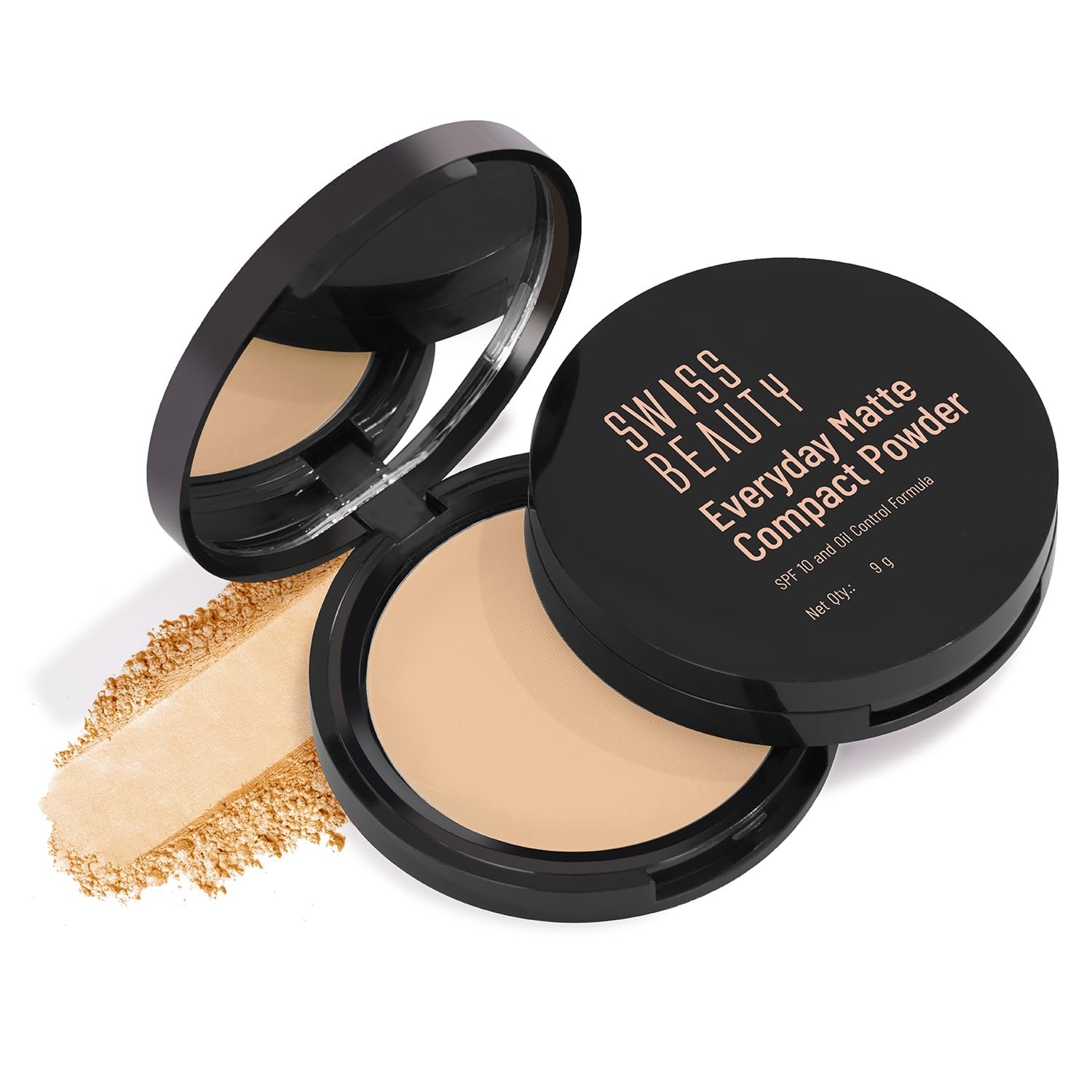 Swiss Beauty Everyday Matte Compact with SPF 10 | Oil-Control Formula | Blurs Pores | Soft-Focus Finish | Enriched with Vitamin E | Shade- 01 Cashew, 9g
