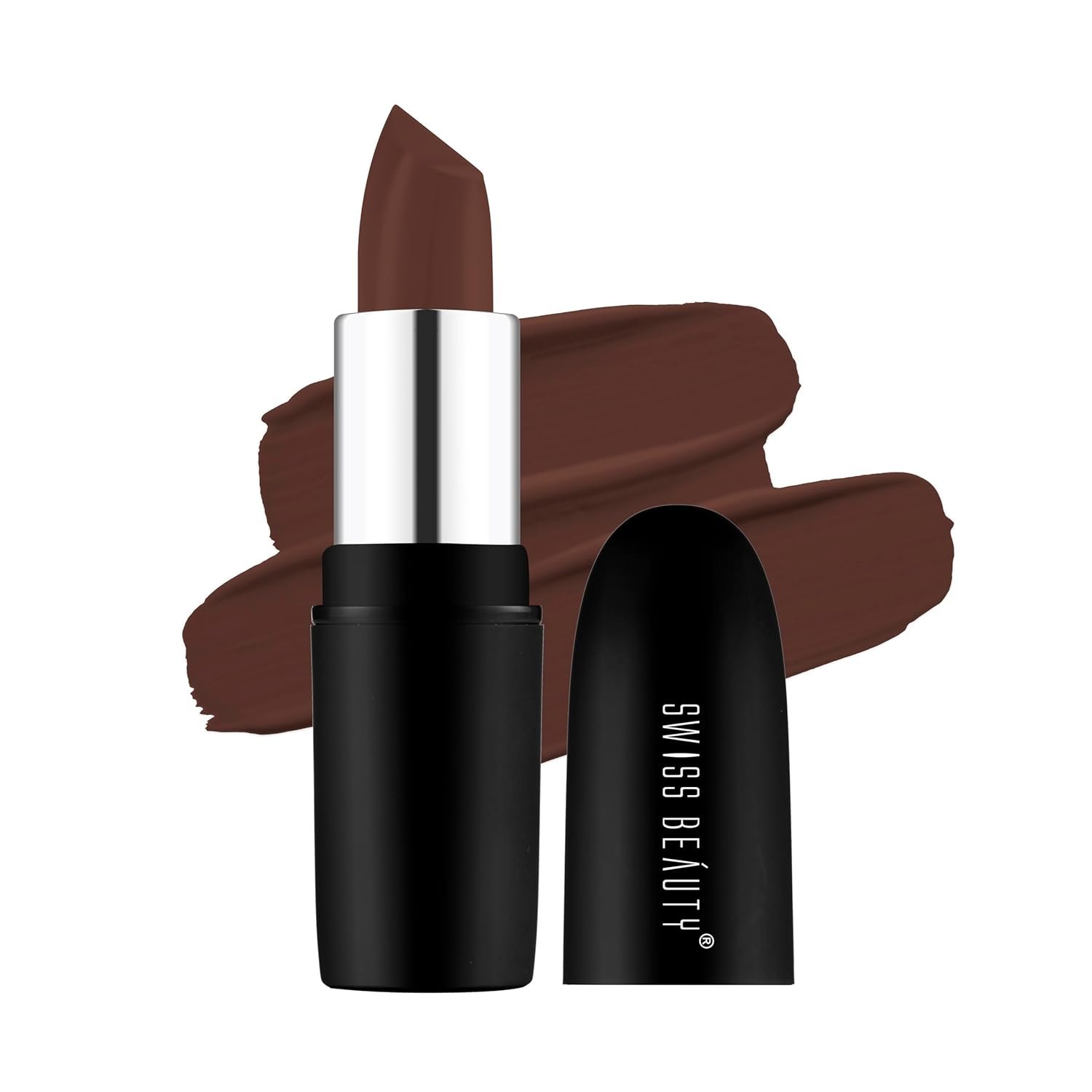 Swiss Beauty Pure Matte Creamy Lipstick | Non-drying, Highly pigmented Lipstick | Shade- Coffee, 3.8gm|