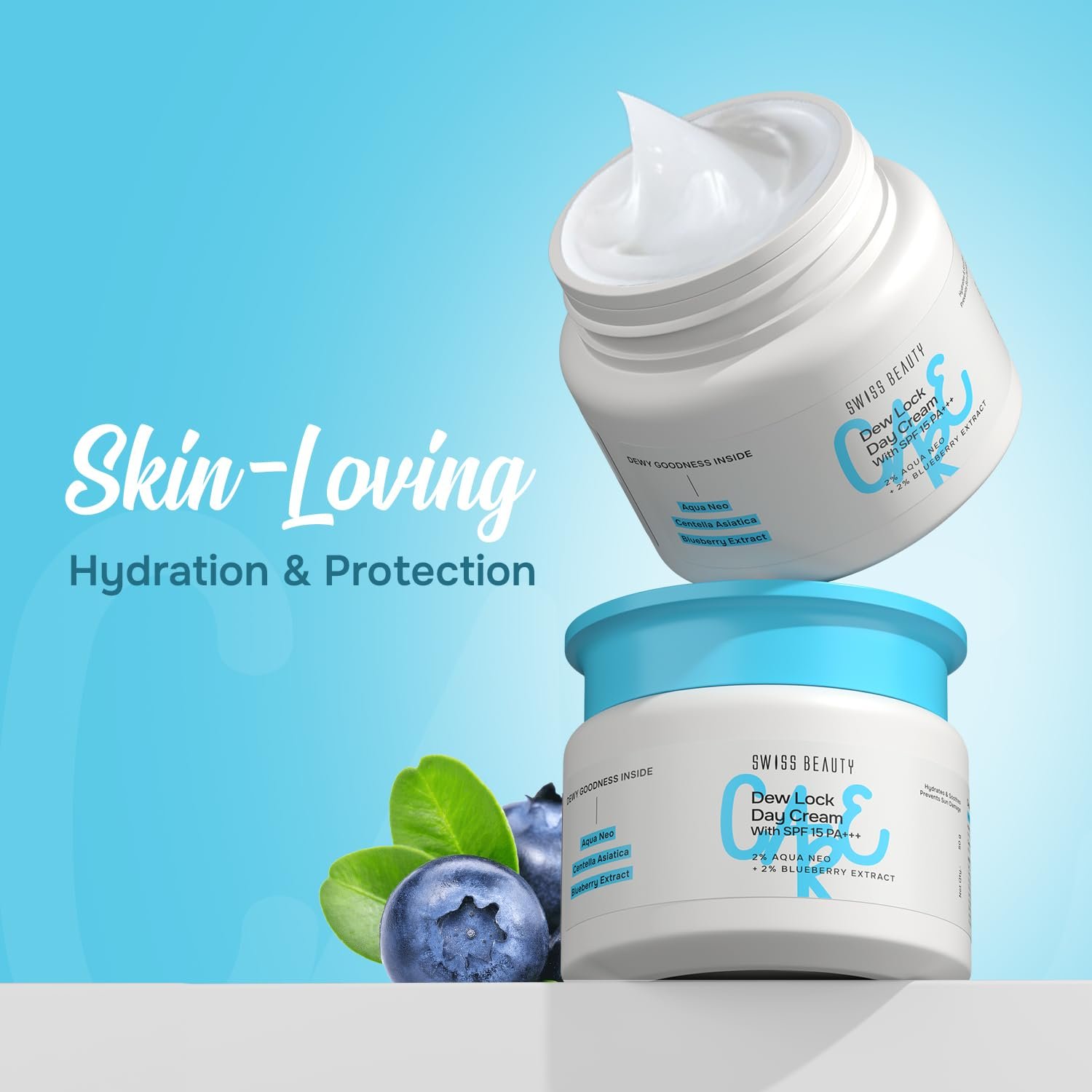 Swiss Beauty Care Dew Lock Day Cream | With SPF 15+++ | 2% Aqua Neo & 1% Centella Asiatica | Hydrates & Soothes | Prevents Sun Damage | 50gm