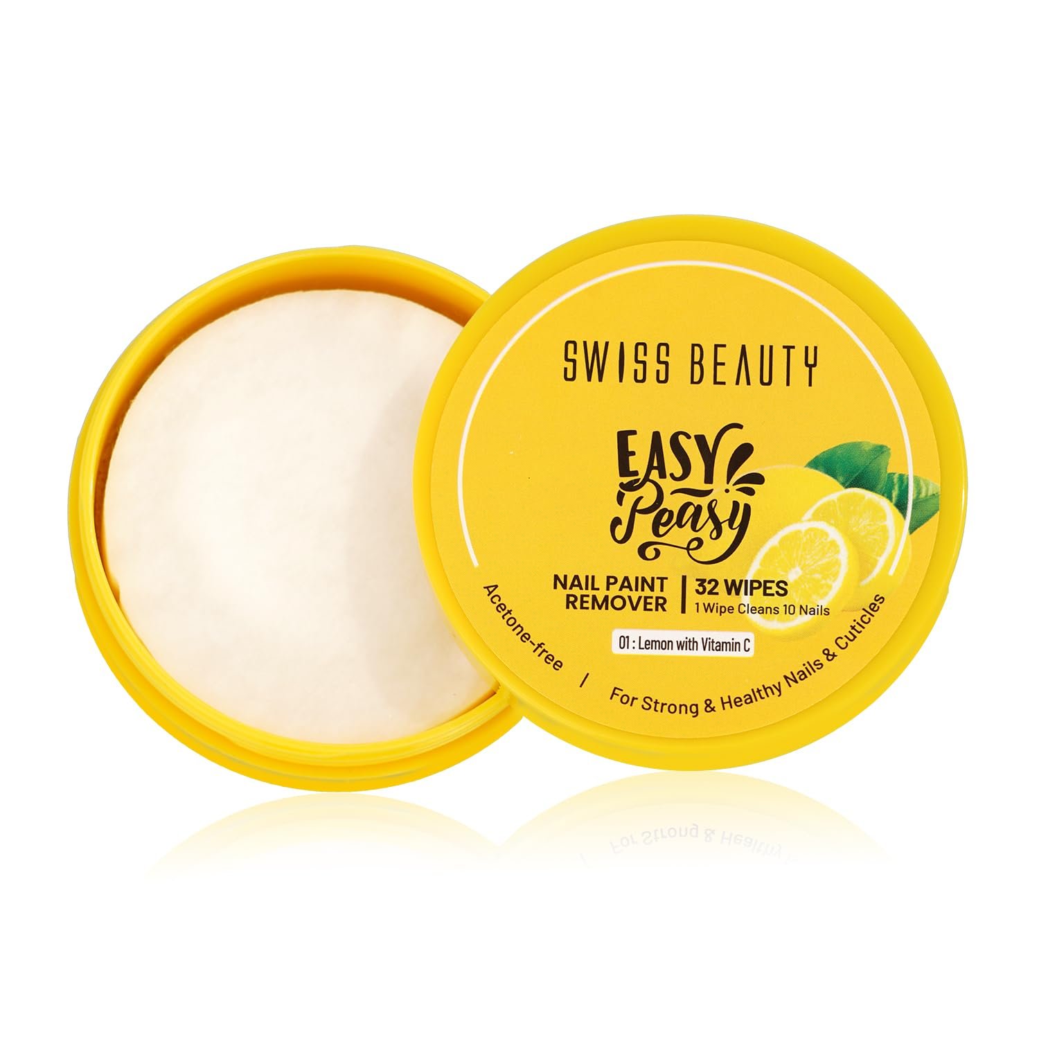 Swiss Beauty Easy-Peasy Nail Polish Remover Wipes | Acetone-Free | 32 Wipes | Hydrating | Travel-Friendly