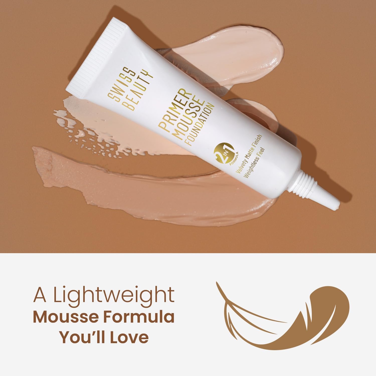 Swiss Beauty Primer Mousse Foundation Weightless Smooth & Velvet Touch, Matte Finish, Face Makeup, Natural Beige, 30ml - Image 5
