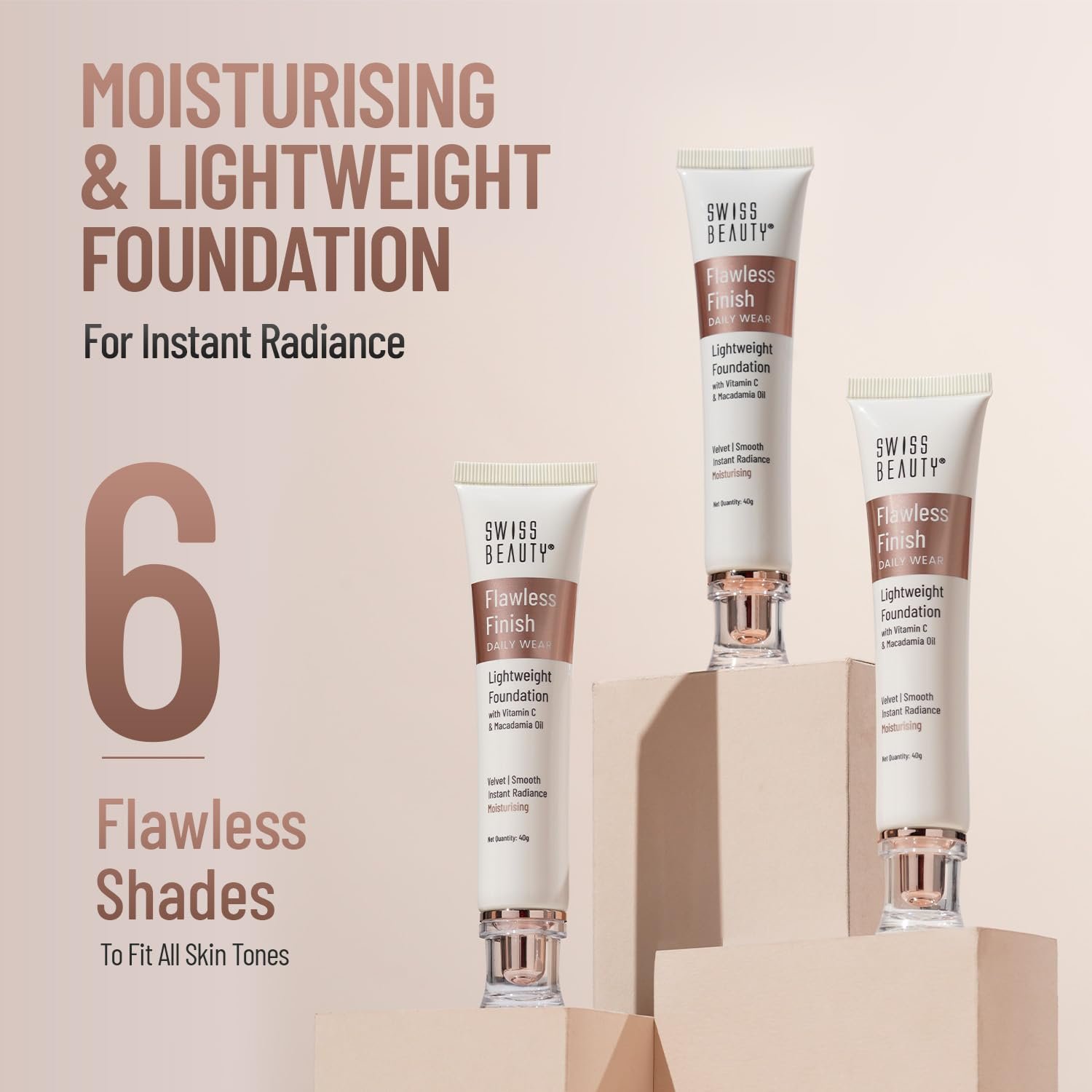 Swiss Beauty Flawless Finish Foundation | Medium Coverage | Lightweight |Oil-Free Formula |Radiant Finish | Shade - 03 Natural Beige, 40gm - Image 4