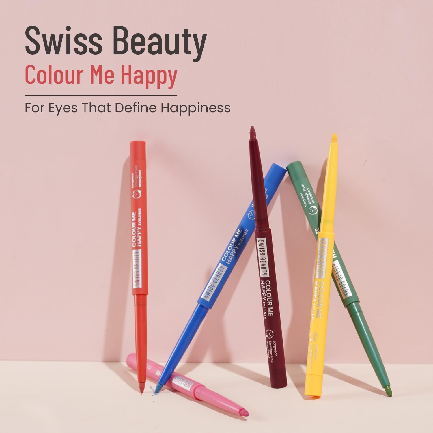 SWISS BEAUTY Color Me Happy Matte Pencil Eyeliner Sb-950-12 1.0 Nos Box, Wine