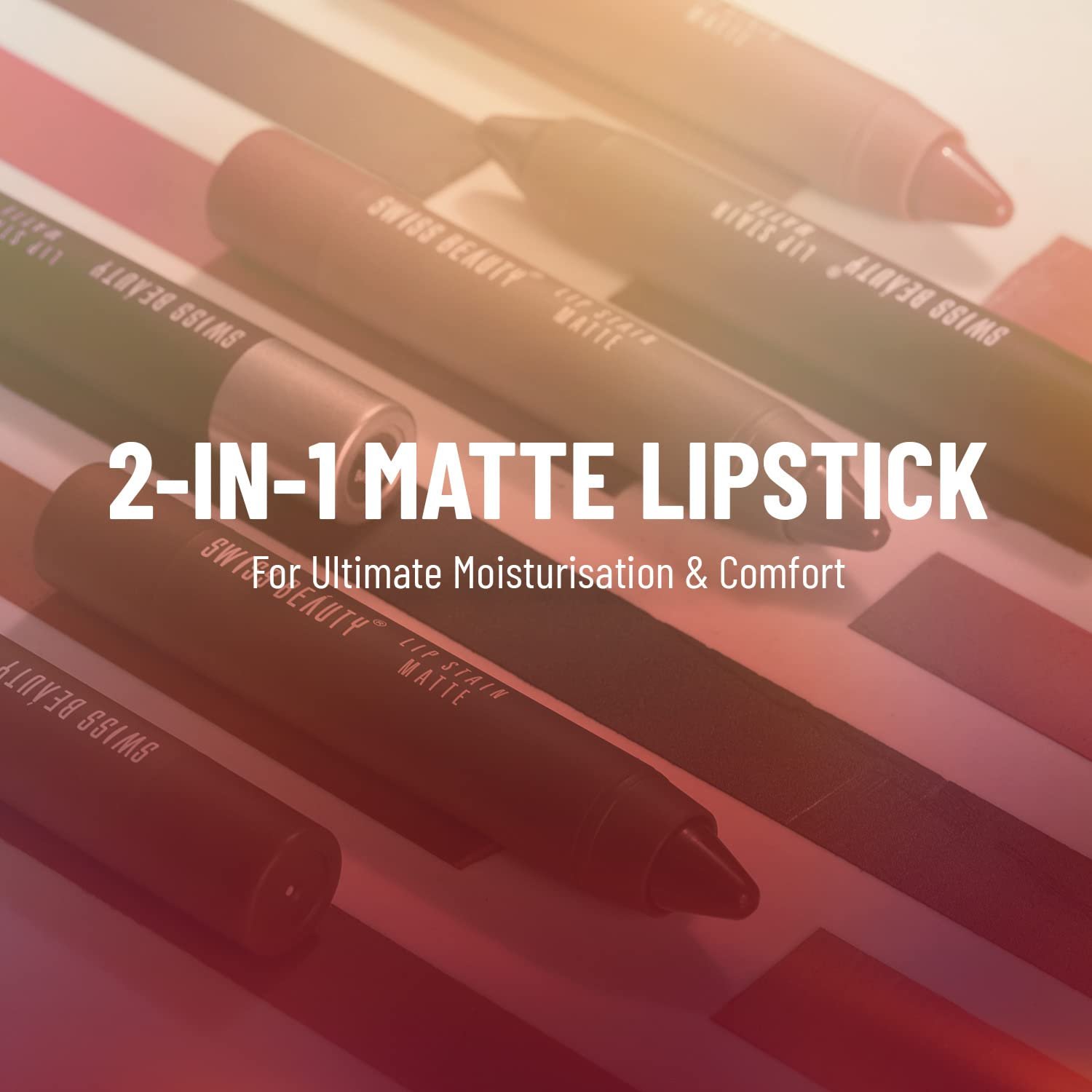 Swiss Beauty Stain Matte Lipstick | Long Lasting, Hydrating & Lightweight Lipstick | Peach N Cream, 3.4gm| - Image 3