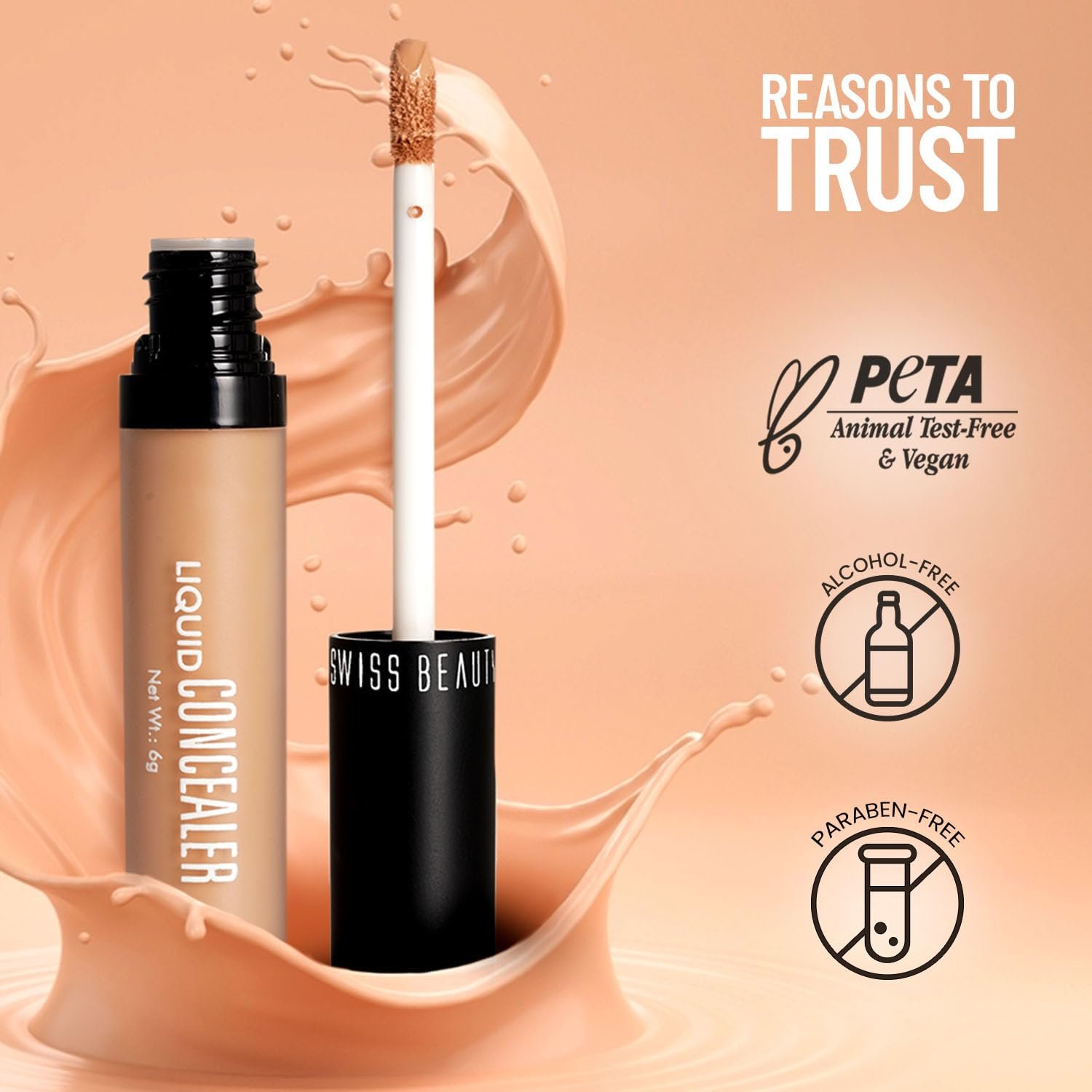 Swiss Beauty Liquid Light Weight Concealer With Full Coverage |Easily Blendable Concealer For Face Makeup With Matte Finish | Shade- Creamy Beige, 6g - Image 6