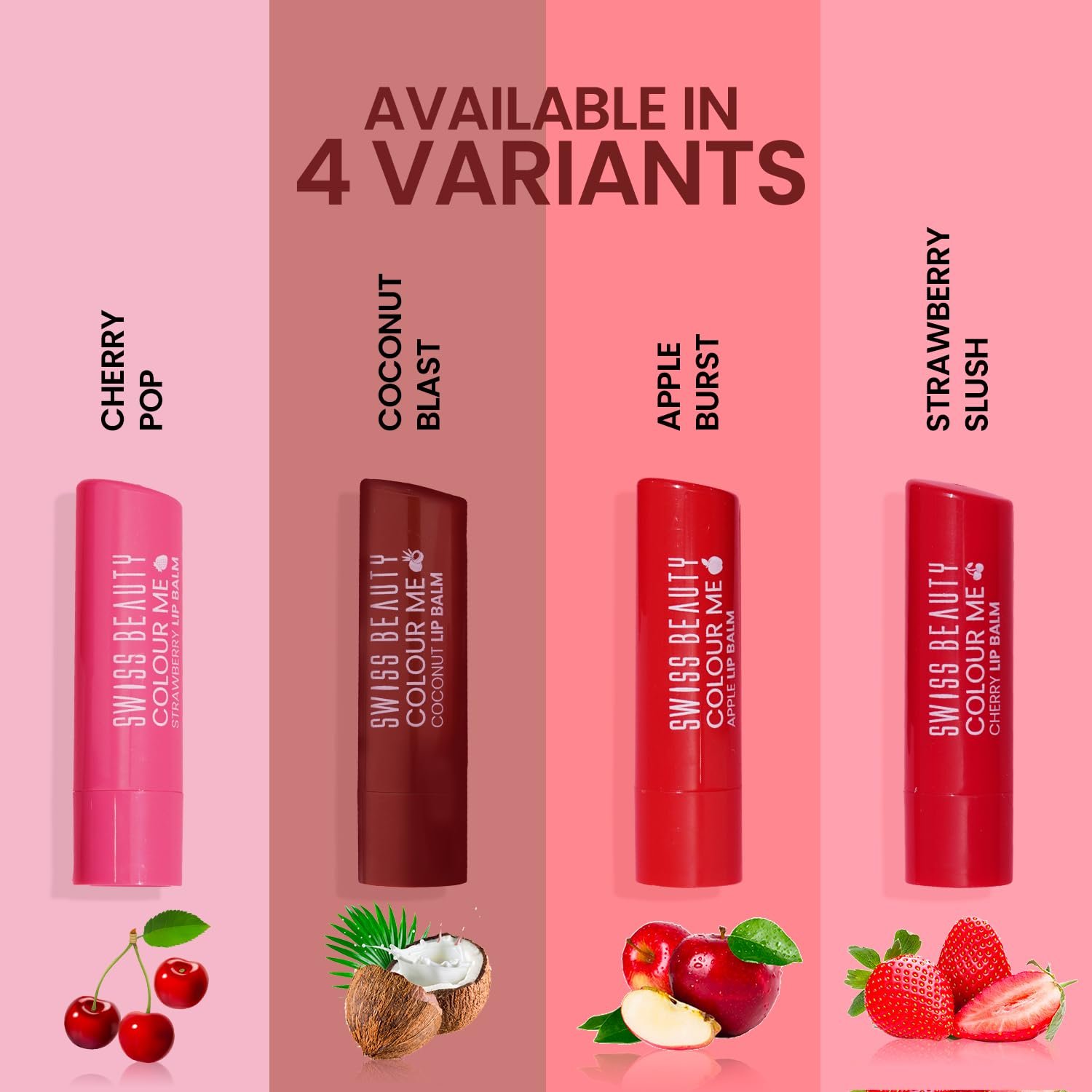 Swiss Beauty Colour Me Tinted Lip Balm with 12 Hours of Hydration | For Dry & Chapped Lips | With SPF 15, Shea Butter and Vitamin E | Long Lasting Glossy Finish Lip Balm | Shade - Apple Burst, 4.5g - Image 3