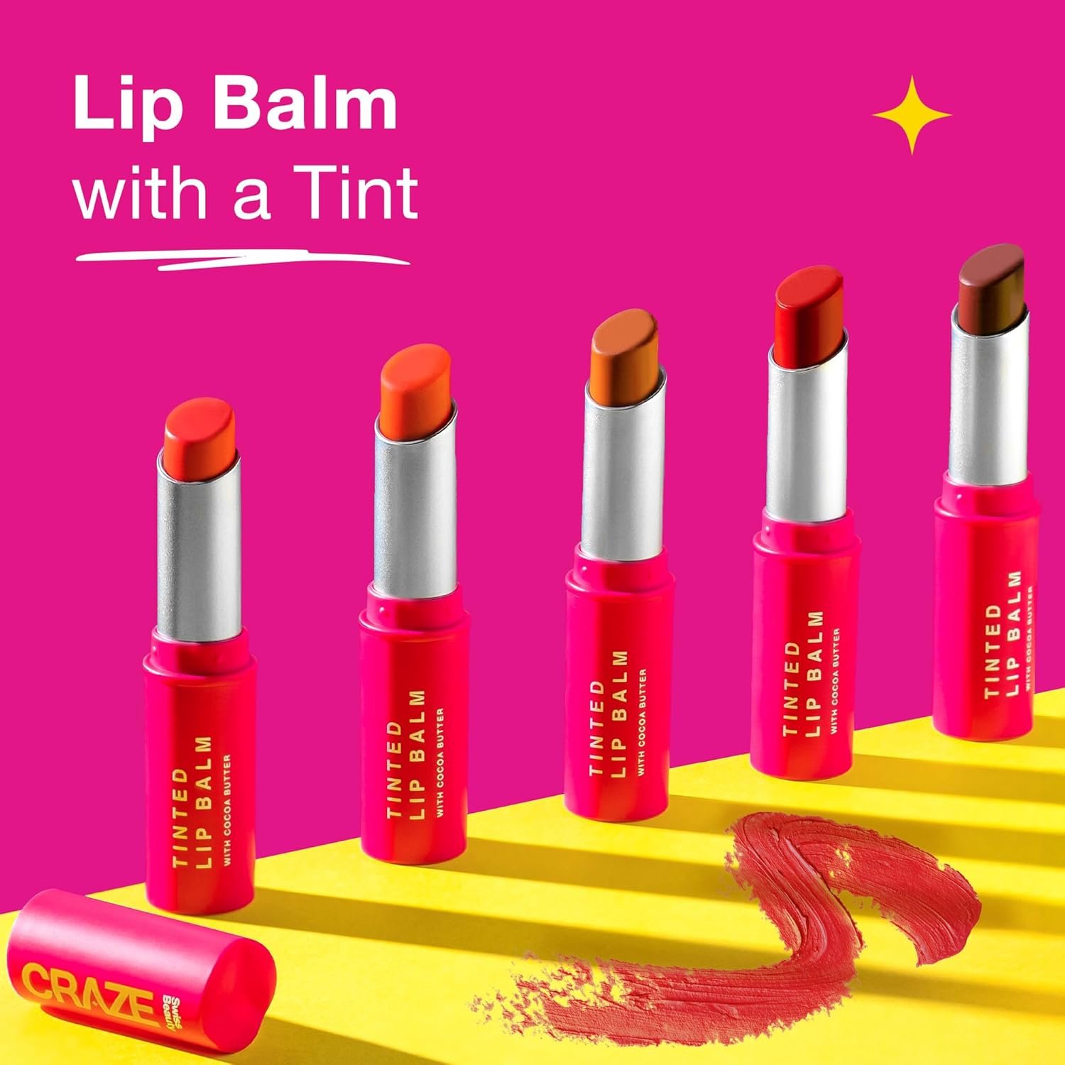 SWISS BEAUTY Craze Tinted Lightweight Sheer Lip Balm | Lip Protection And Lip Nourishment With Cocoa Butter | Shade- Fresh Orange, 3.2G