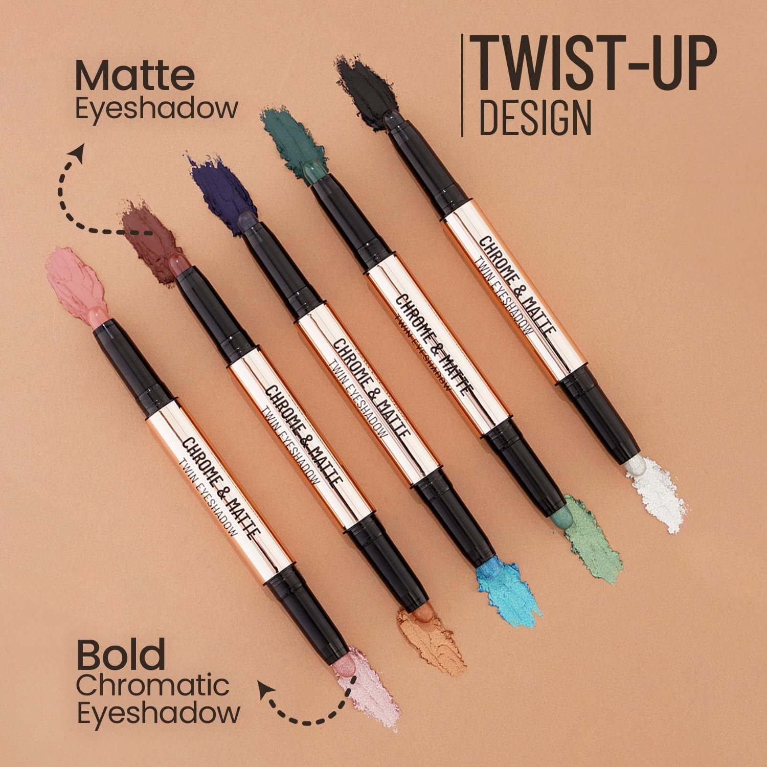 Swiss Beauty Chrome & Matte Twin Eyeshadow Stick | Mix of Matte and Shimmer | Easy to blend, non creasing eyeshadow | 24 Hour Stay | Shade- Garden Blooms, 2g - Image 3
