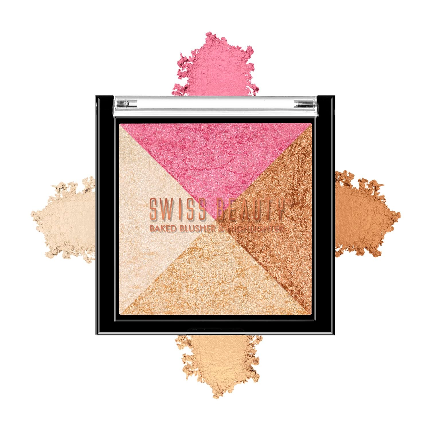 Swiss Beauty Baked Shimmer Blusher And Highlighter Palette For Face Makeup| Multicolor-5, 7 Gm |