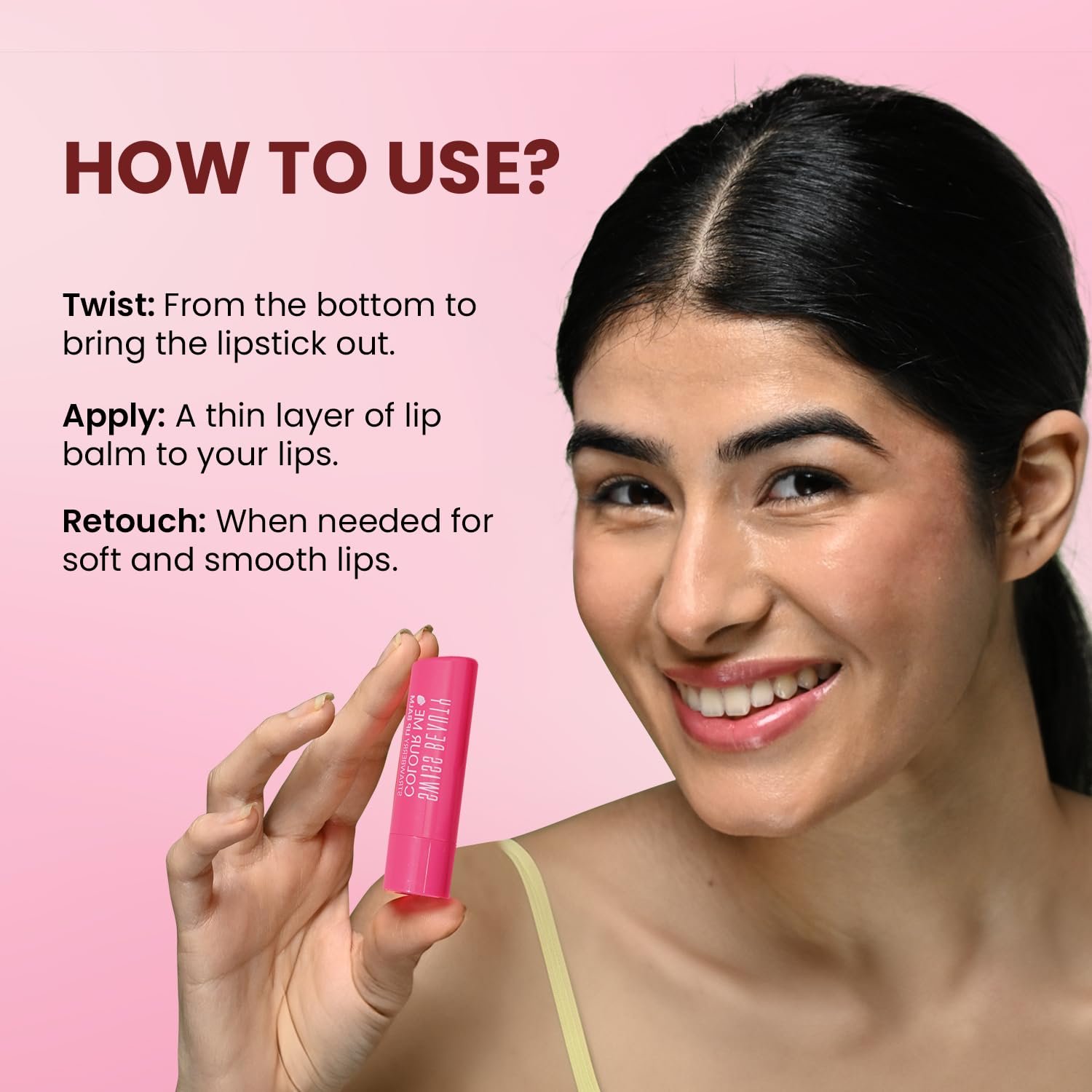 Swiss Beauty Colour Me Tinted Lip Balm with 12 Hours of Hydration | For Dry & Chapped Lips | With SPF 15, Shea Butter and Vitamin E | Long Lasting Glossy Finish Lip Balm | Shade - Apple Burst, 4.5g - Image 4