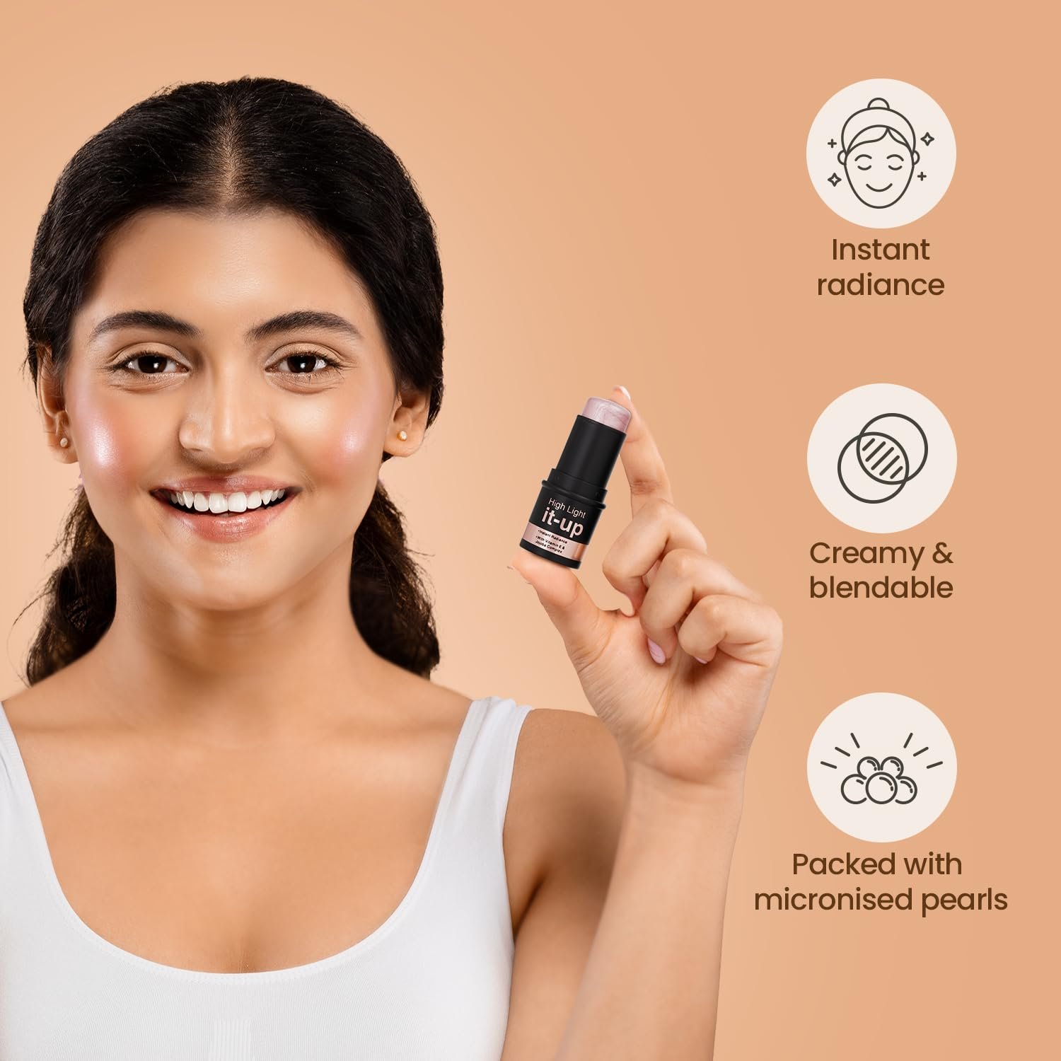 Swiss Beauty High Light It-Up Highlighter | With Vitamin E & Jojoba Complex | Instant Radiant Glow | Long-Lasting | Creamy & Blendable | Twist-Up Format | Shade- Radiant Pink, 8g - Image 2