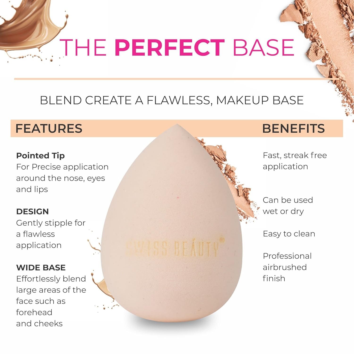 Swiss Beauty Makeup Buddy Beauty Blender for Face Makeup | Reusable Multi-Use Sponge | Flawless & Airbrushed Finish | Soft & Blendable