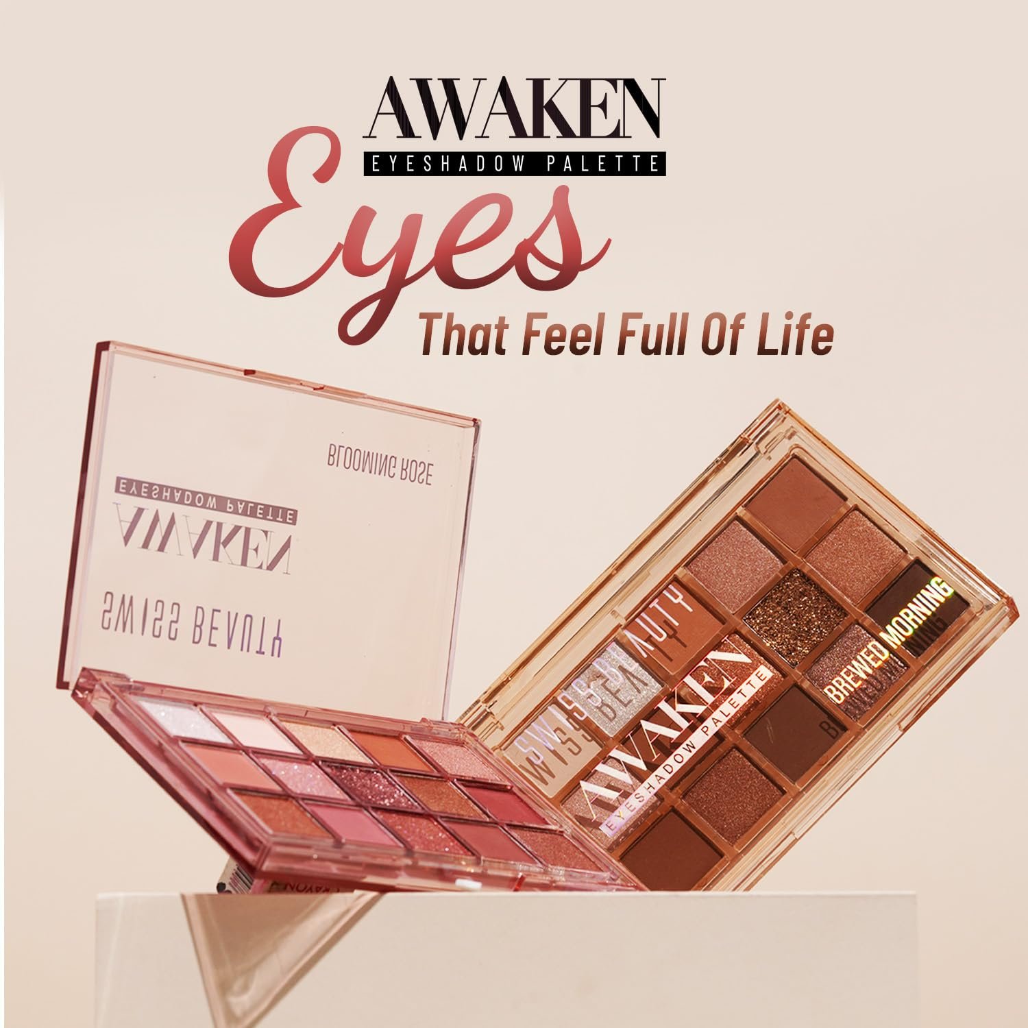 Swiss Beauty Awaken Eyeshadow Palette | Matte + Shimmer Finish | Long-Lasting | Blendable | Shade- 1. Blooming Rose, 11g