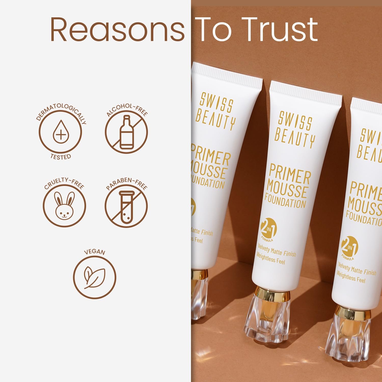 Swiss Beauty Primer Mousse Foundation Weightless Smooth & Velvet Touch, Matte Finish, Face Makeup, Natural Beige, 30ml - Image 6