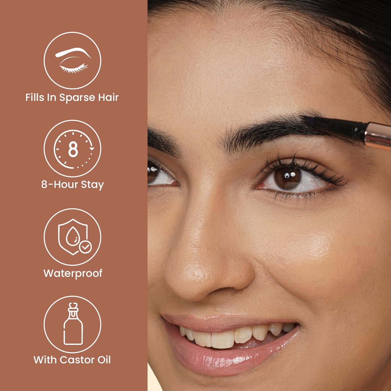 Swiss Beauty BROWmance Pen | Fills In Sparse Hair | 8-Hour Stay | Waterproof | Shade- 03 Dark Brown | 1ml - Image 2