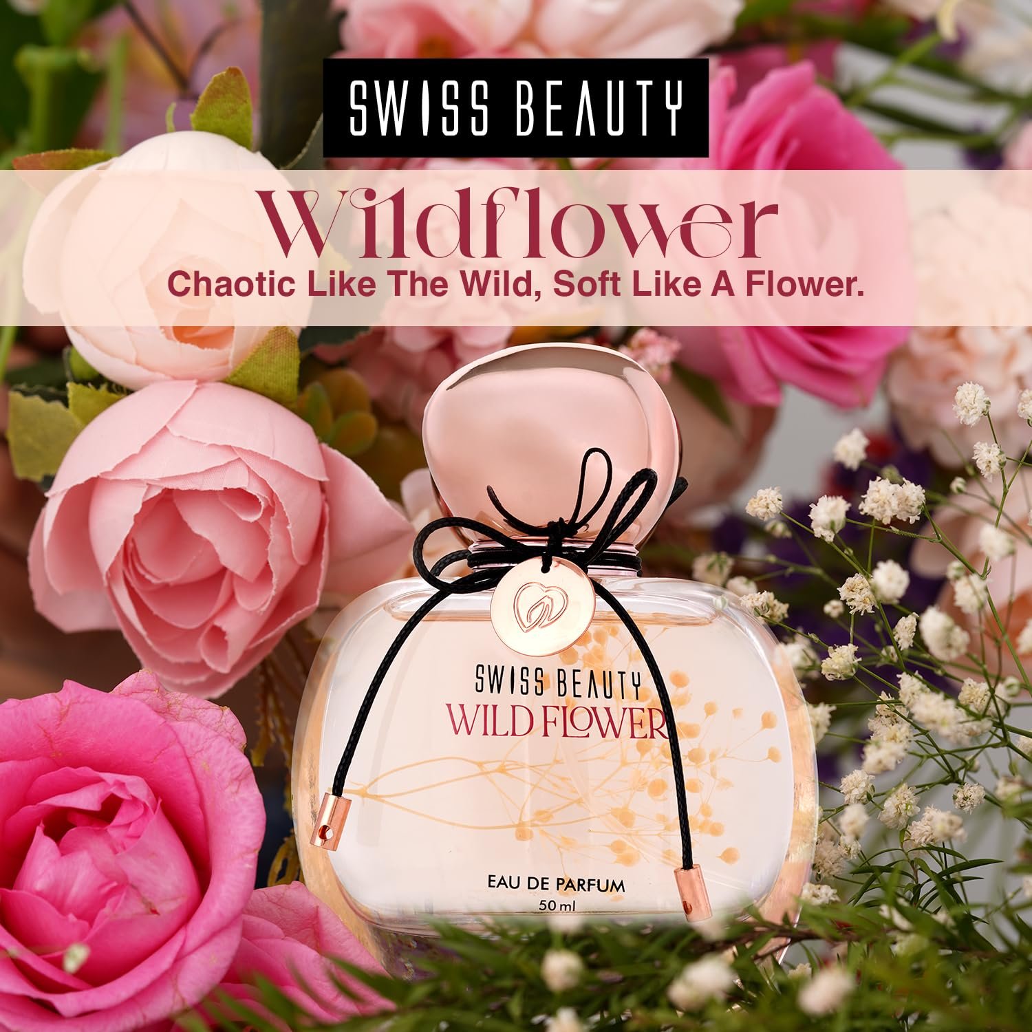 Swiss Beauty Wild Flower EDP | Long-Lasting | Ideal For Gifting | Everyday Wear | Top Note: Mandarin | Middle Notes: Peony & Roses | Base Note: Musk | 50ml - Image 6