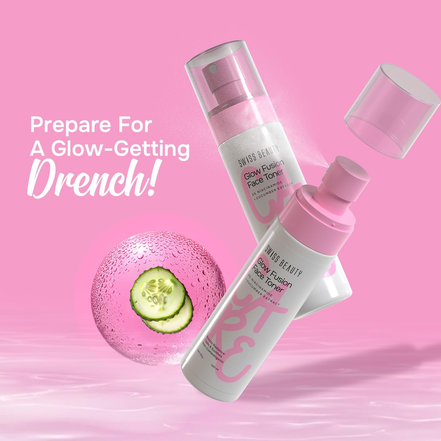 Swiss Beauty Care Glow Fusion Face Toner | Hydrating & Soothing | 3% Niacinamide & Cucumber Extract | Refreshing | 100ml
