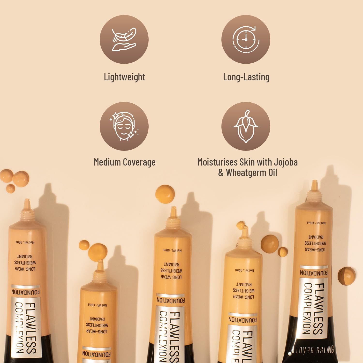 Swiss Beauty Pearl Illuminator Light Coverage Natural Foundation Cream For All Skin Types, Face Makeup, Shade- 02 Fair Ivory, 35g - Image 2