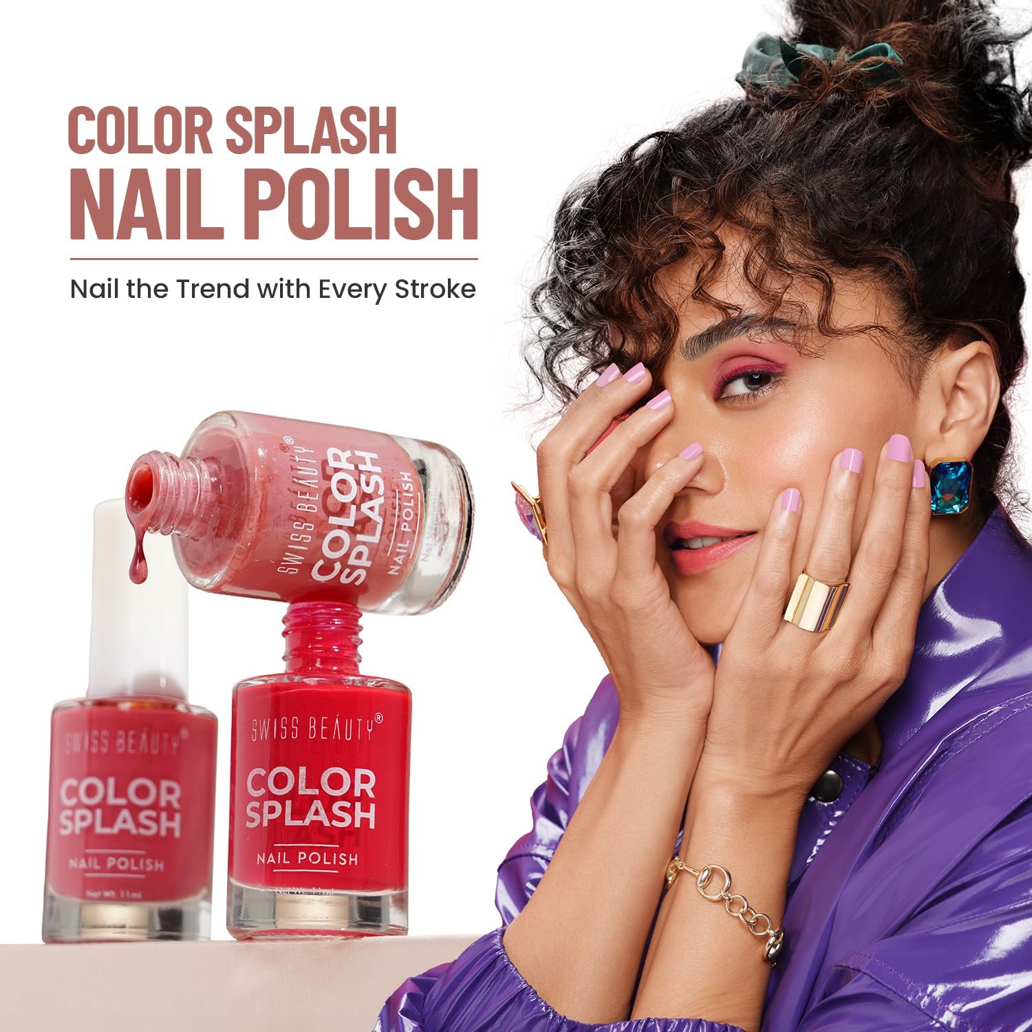 Swiss Beauty Color Splash Nail Polish with Glossy Gel Finish | Non-Chipping, Quick drying, Long-Lasting Nail paint