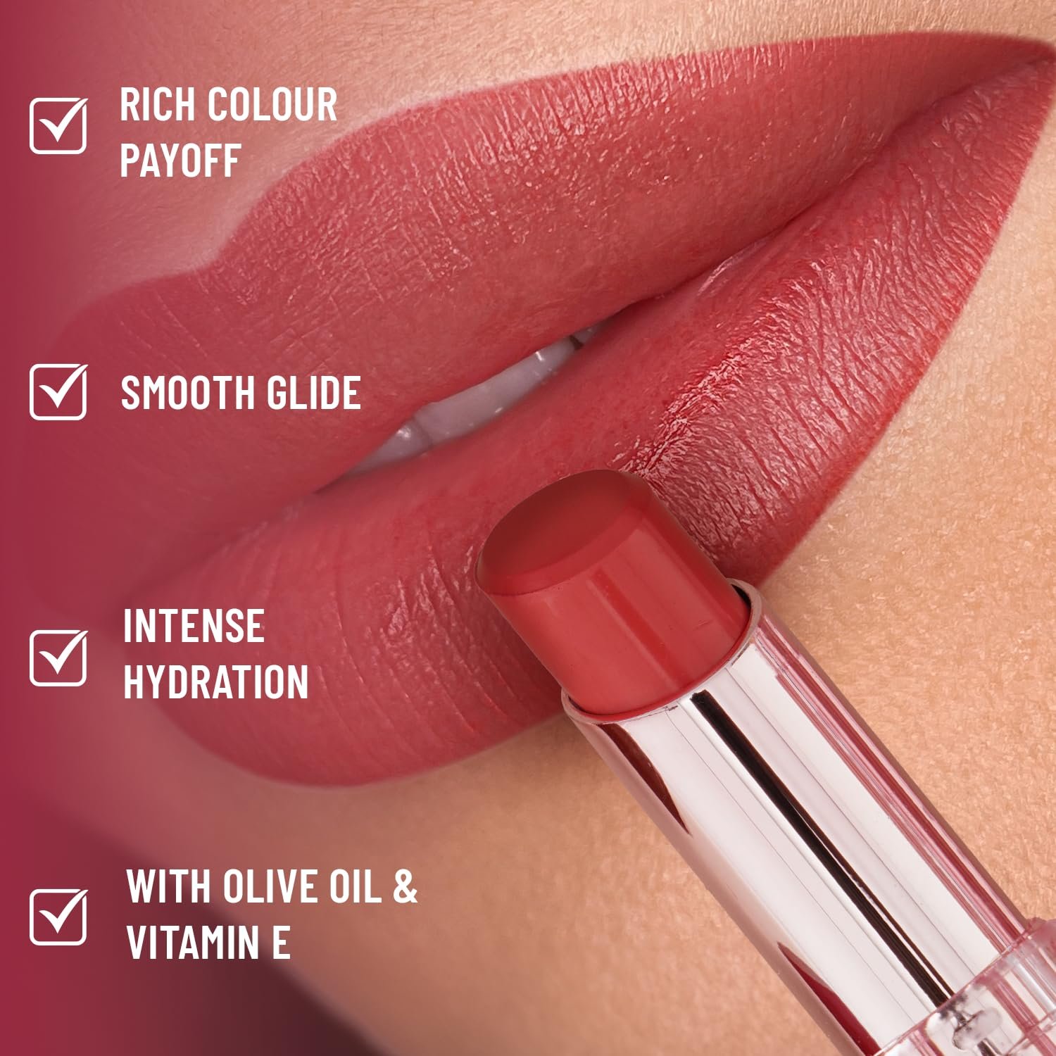 Swiss Beauty Pure Lustre Lipstick | High Shine Finish | Smooth Glide | With Olive Oil & Vitamin E | Hydrating | Shade- Salty Pink, 3.8gm - Image 3