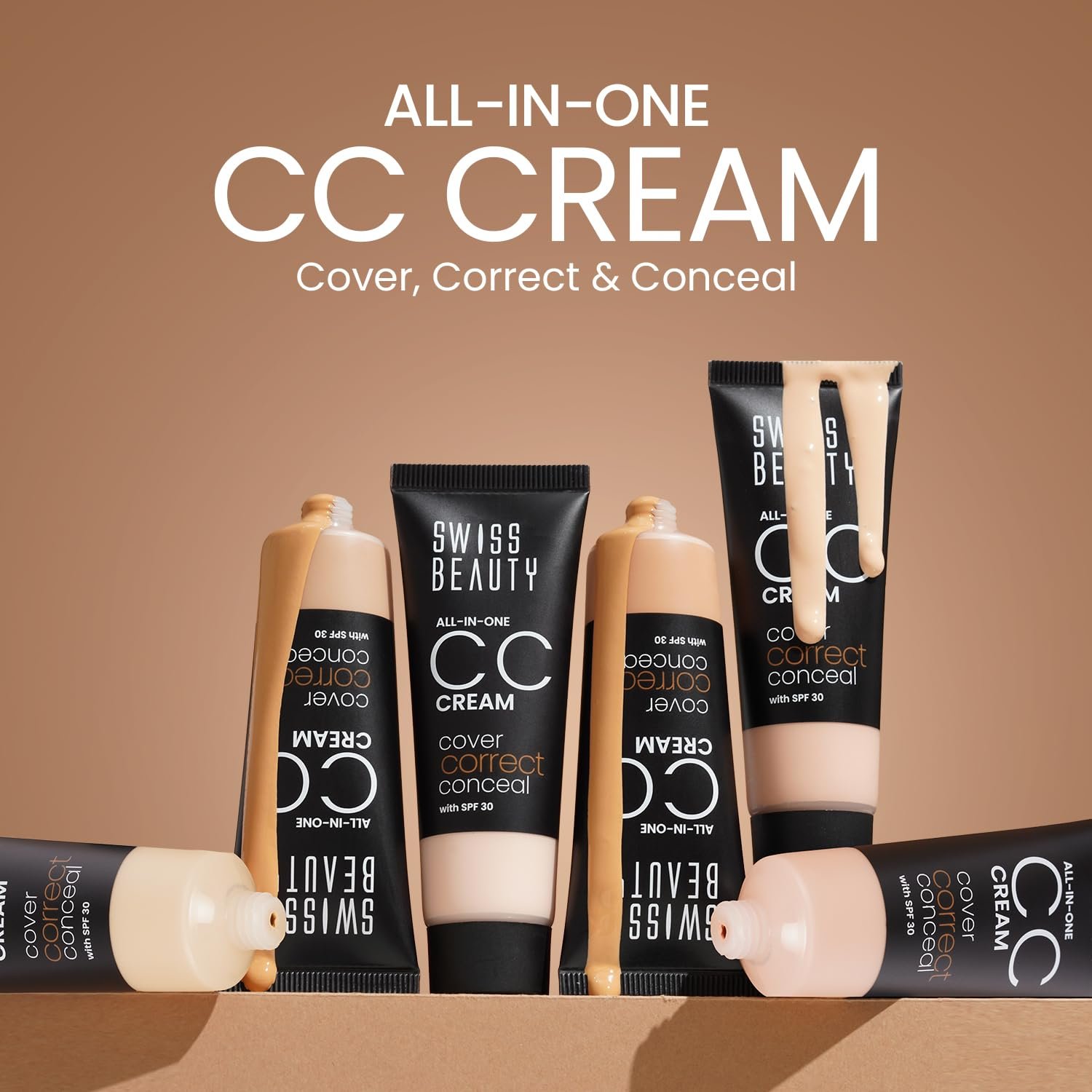Swiss Beauty All-In-One Lightweight CC Cream with SPF 30 | Cover, Correct and Conceal | For Natural, Medium coverage | Shade- 05 Sand Beige, 25g |