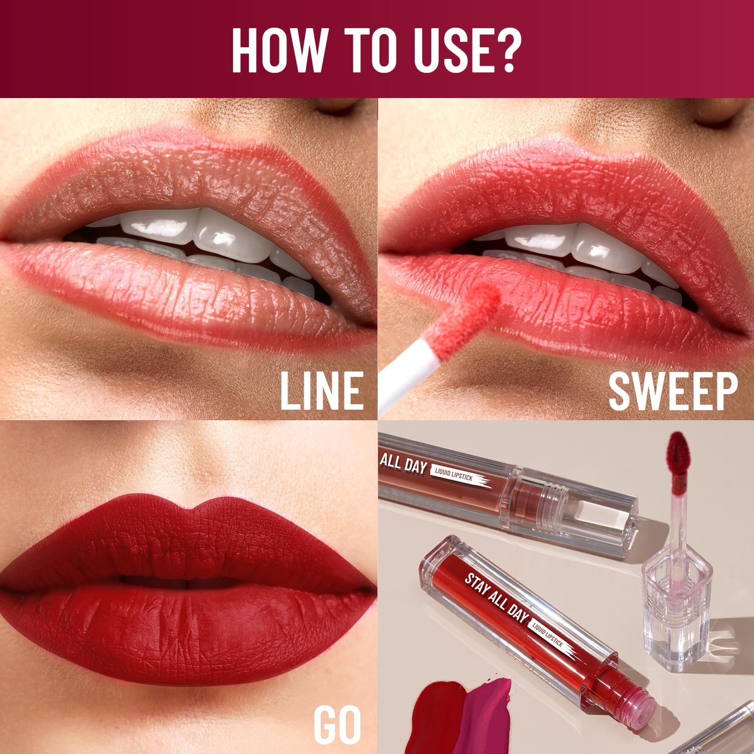 Swiss Beauty Stay Maxx Matte Highly Pigmented Liquid Lipstick | With Vitamin E & Shea Butter | Smudge-Proof and Transfer-Proof | 24 Hour Stay | 2gm, Shade- 17. Modest red - Image 4