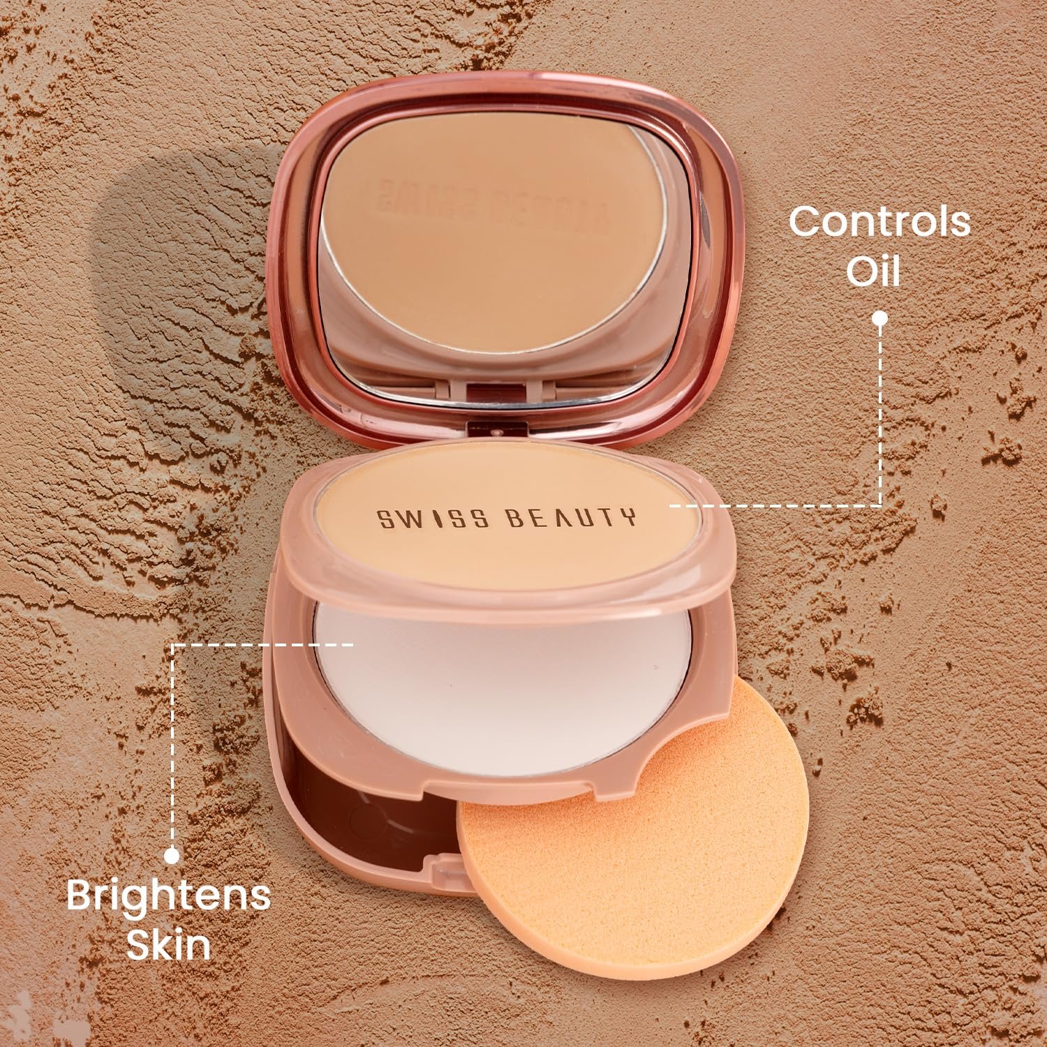 Swiss Beauty Matte & Set Duo Lightweight Compact For All Skin Types| Compact Powder + Translucent Powder | Shade- 02 Beige, 20gm - Image 3