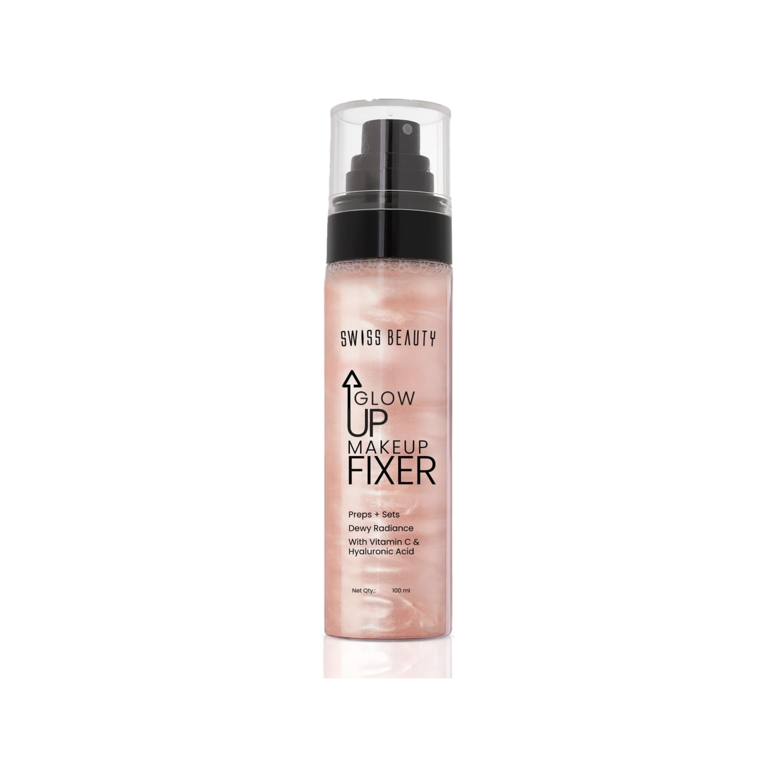 Swiss Beauty Glow Up Makeup Fixer | Preps + Sets | Dewy Radiance | For Face & Body | With Vitamin C & Hyaluronic Acid | 100ml